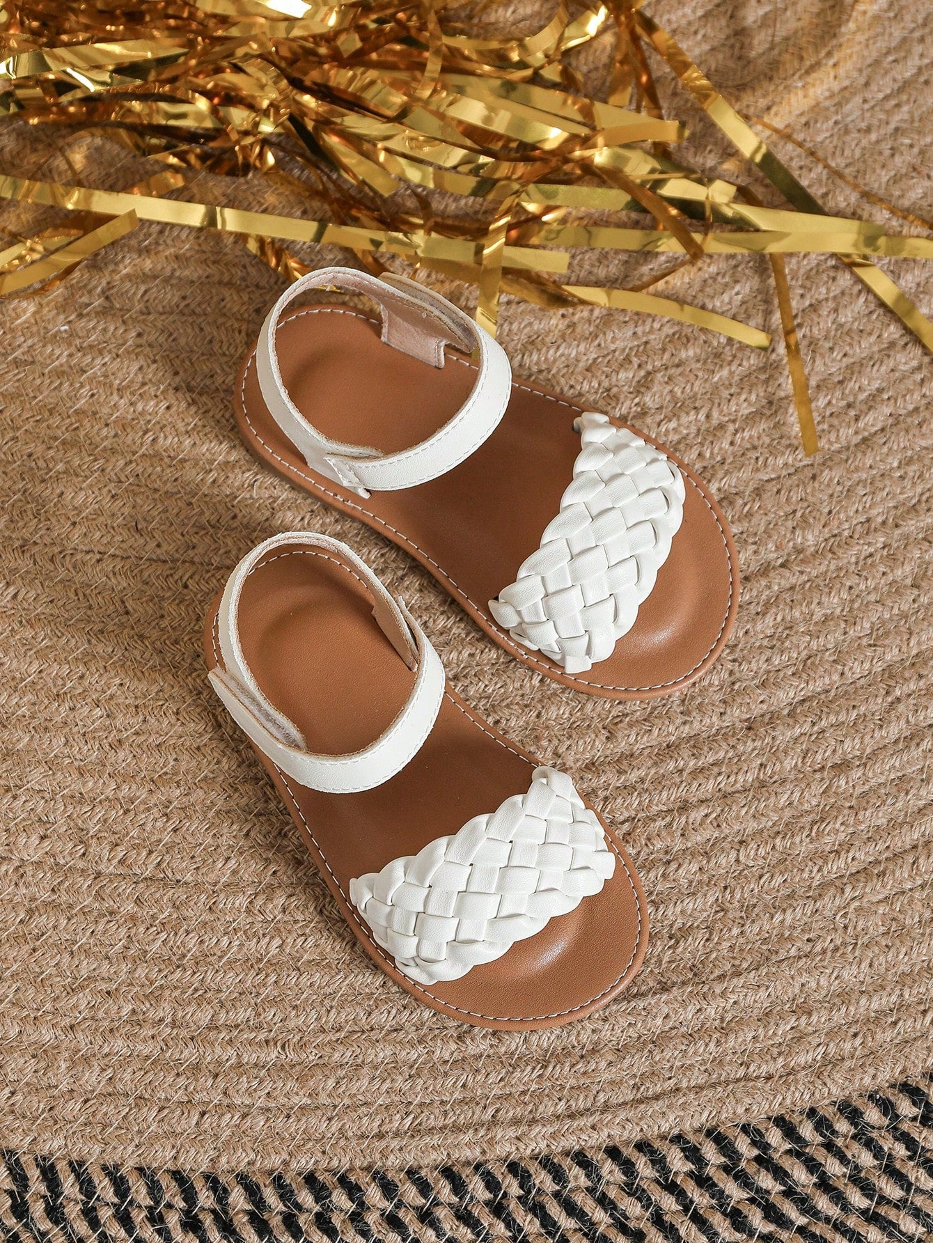 Girls Braided Design Vacation Ankle Strap Sandals For Summer