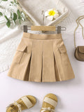 Young Girl Pleated Skirt, & Urban Style, Cool And Comfortable, Suitable For Autumn, Spring, And Summer, Versatile For 4-7 Year Old Girls, Ideal For Outings, School, Home, And Vacation