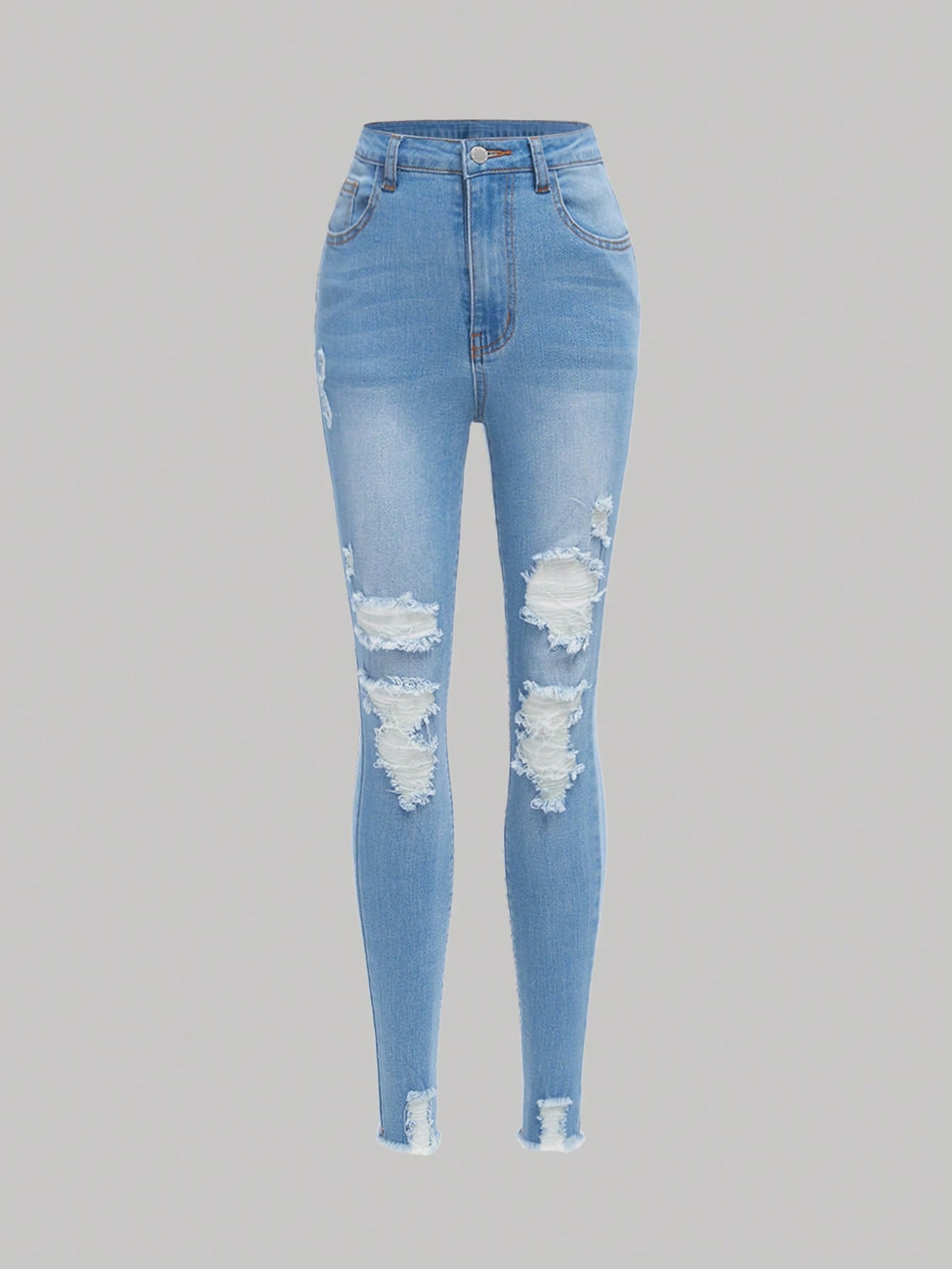 Teen Girl Ripped Raw Hem Jeans