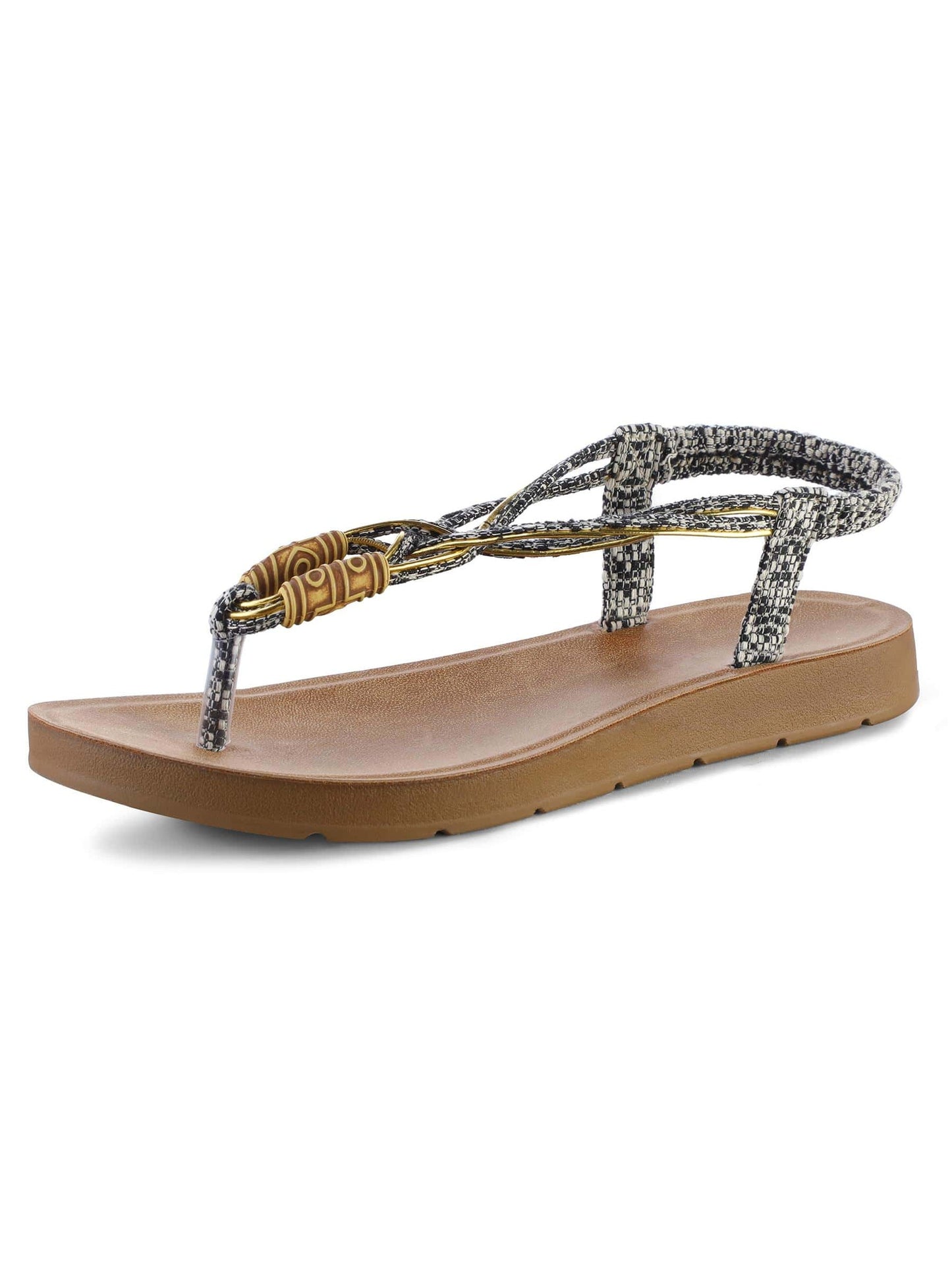 Women Strappy Flat Sandals Boho Beach Sandals Flip-Flops