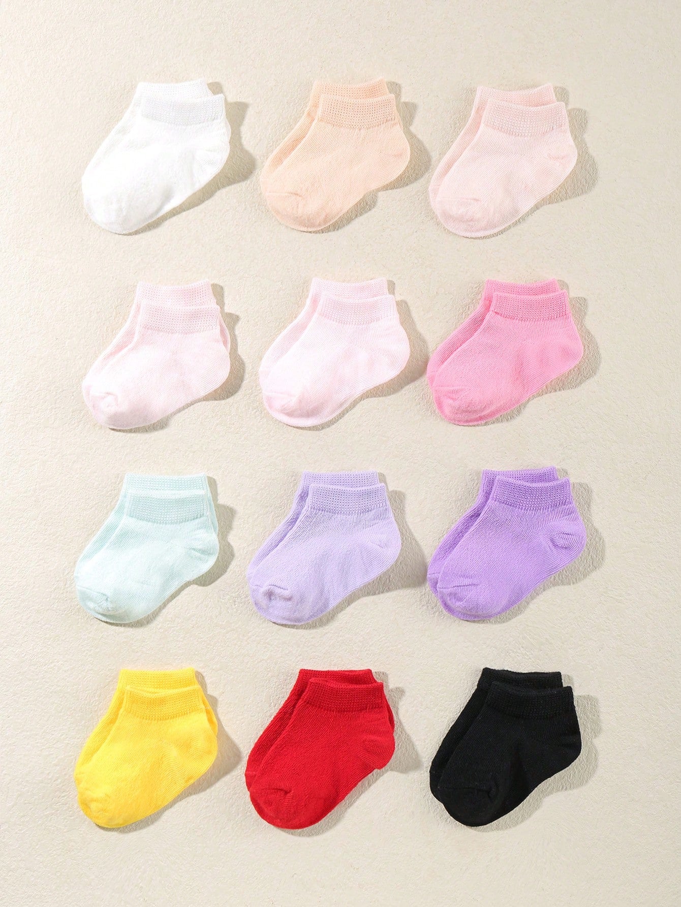 10 Pairs Baby Infant Solid Color Short Socks