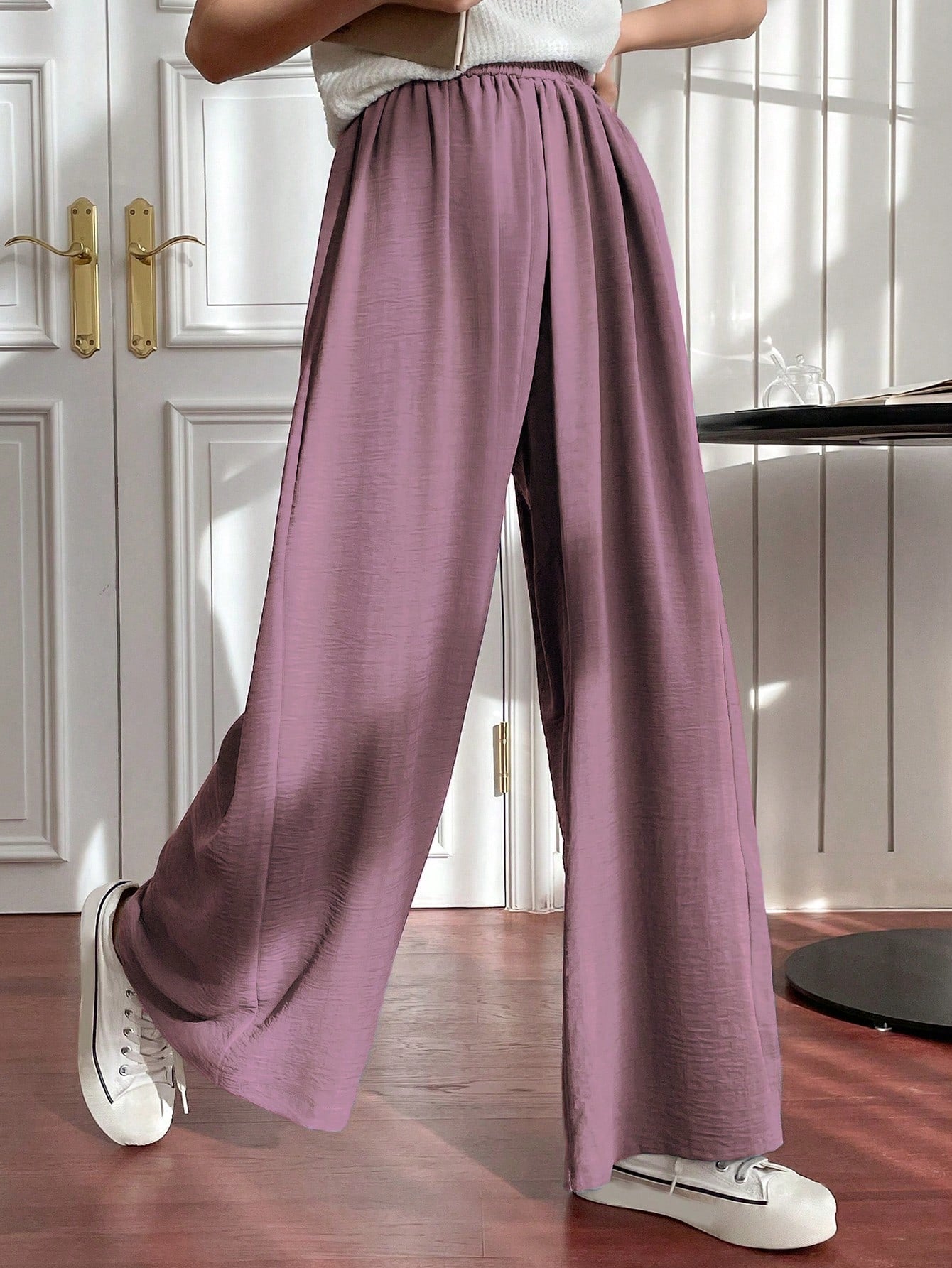 Solid Wide Leg Pants