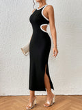 PETITE Contrast Binding Cut Out Split Thigh Summer Dress