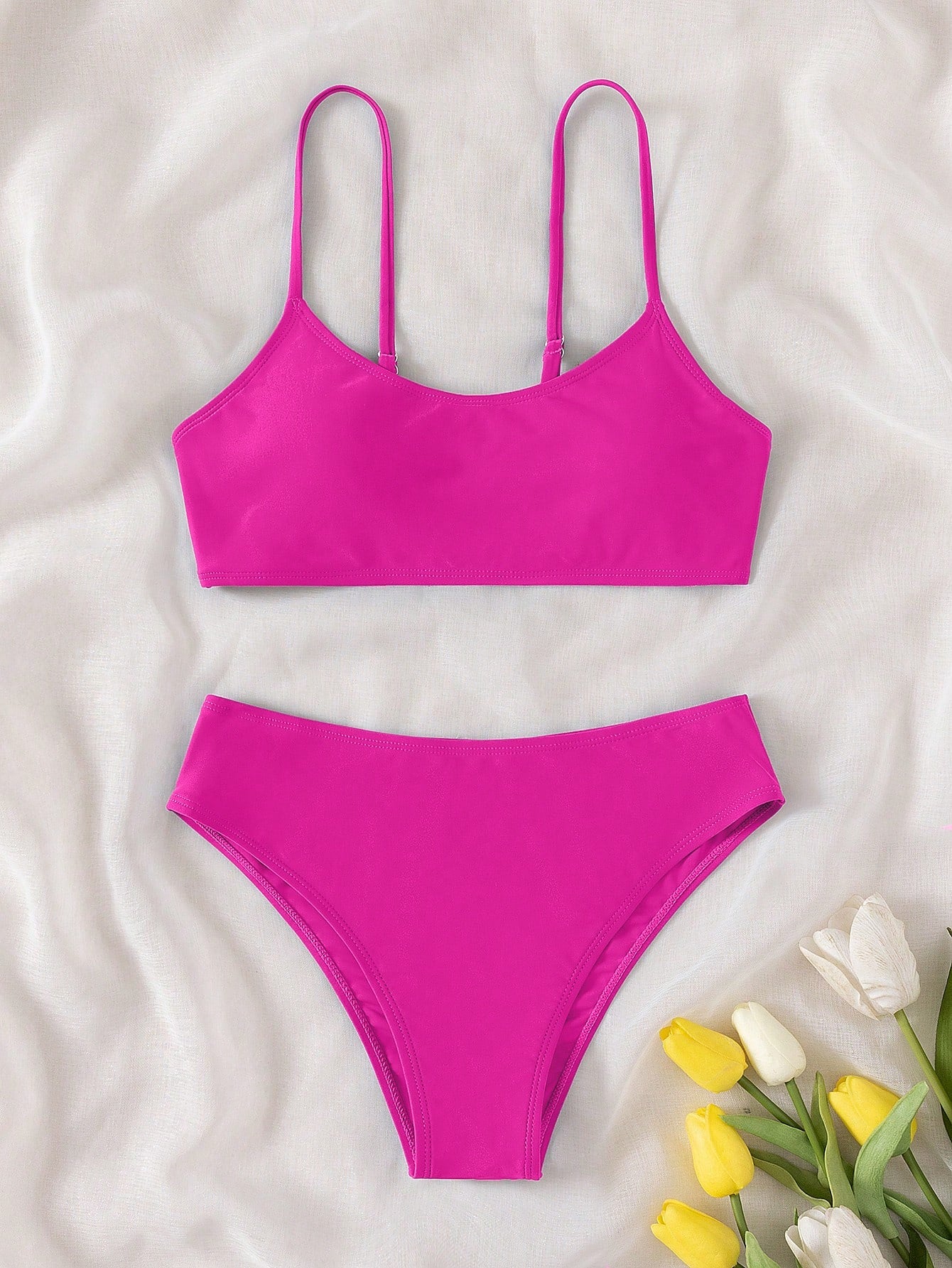 Teen Girls Solid Bikini Set Summer Beach