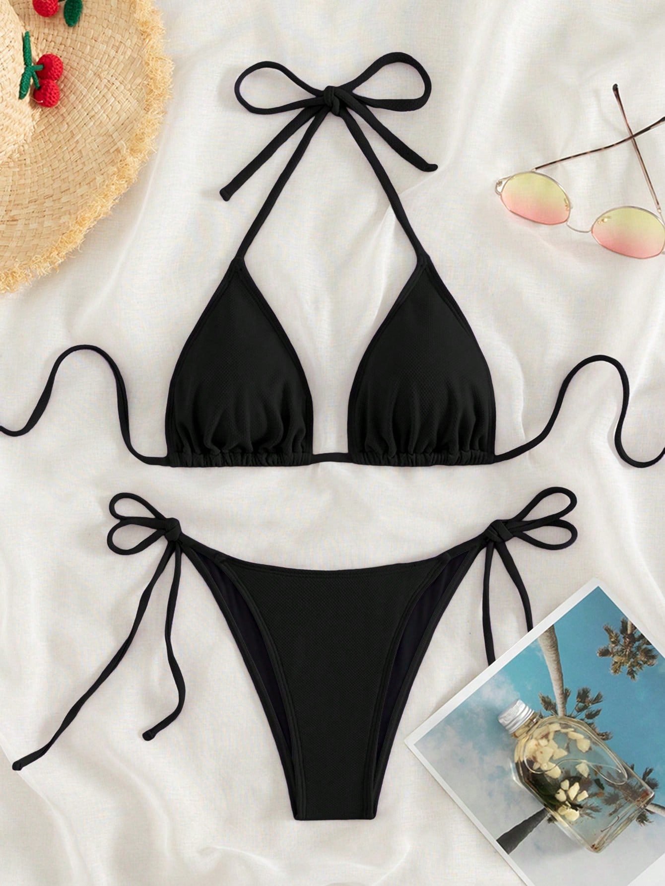 Swim Summer Beach Halter Triangle Tie Side Bikini Set