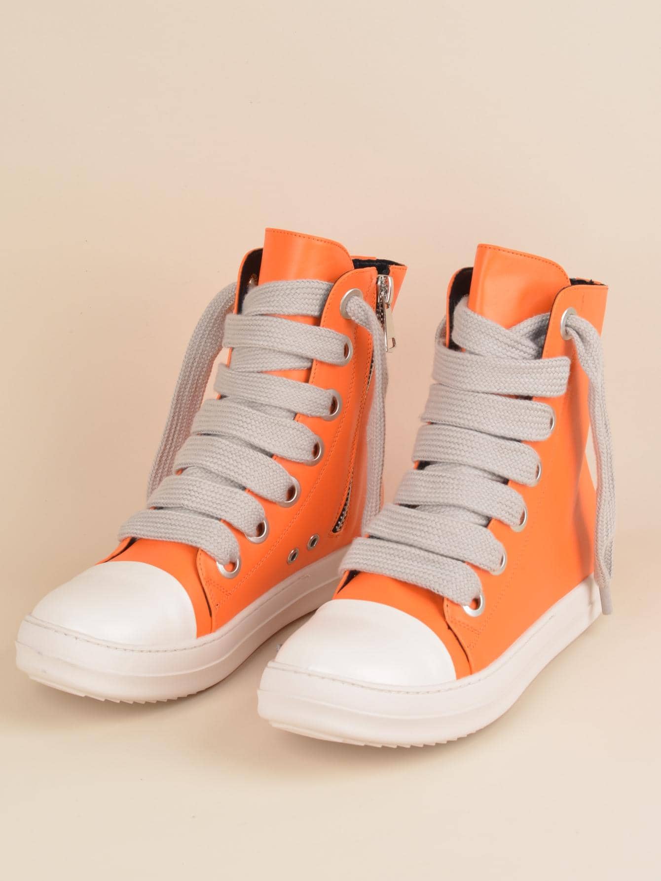 Women Lace Up Zip Side High Top Skate Shoes, Sporty Outdoor Sneakers