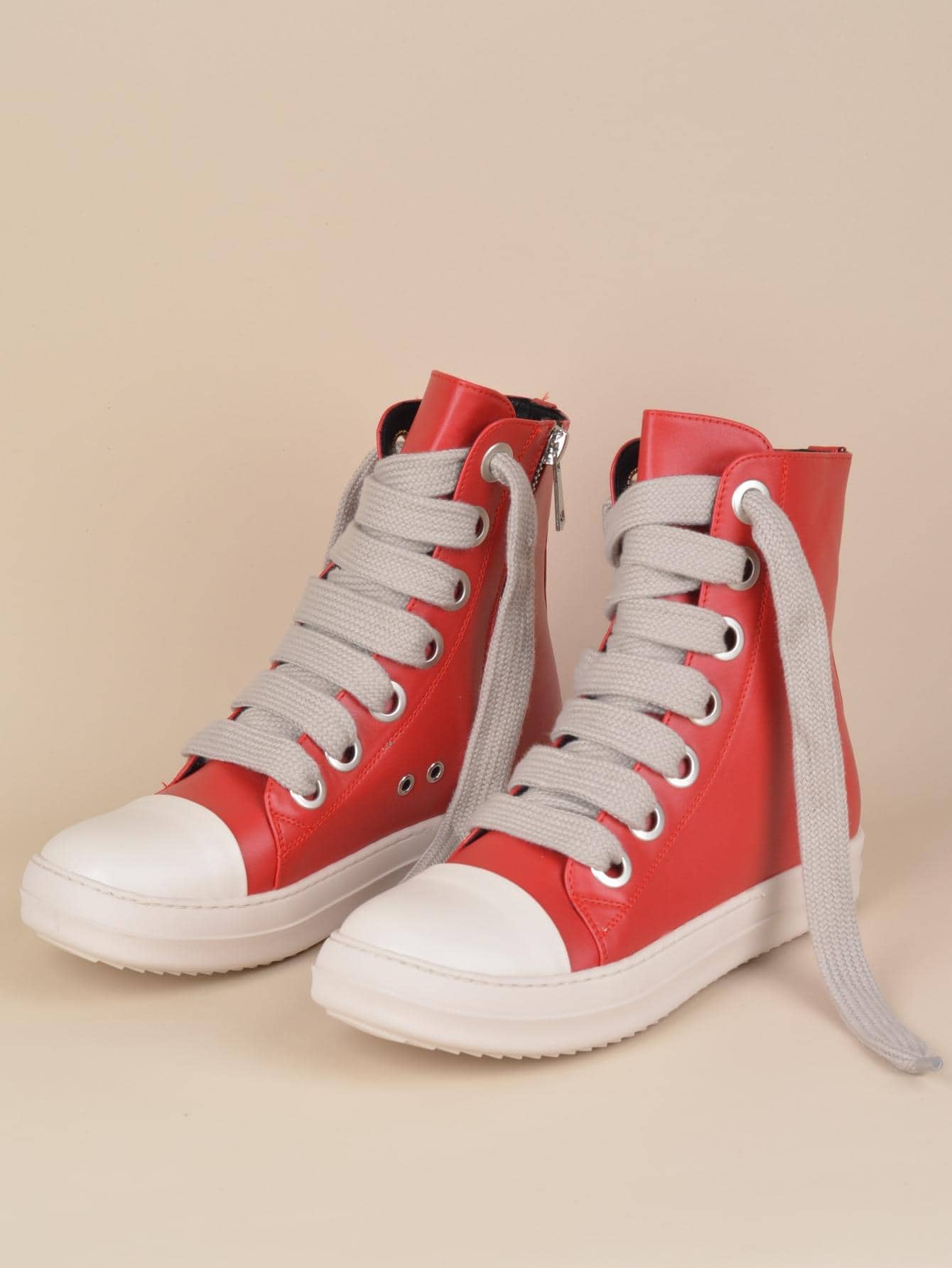 Women Lace Up Zip Side High Top Skate Shoes, Sporty Outdoor Sneakers