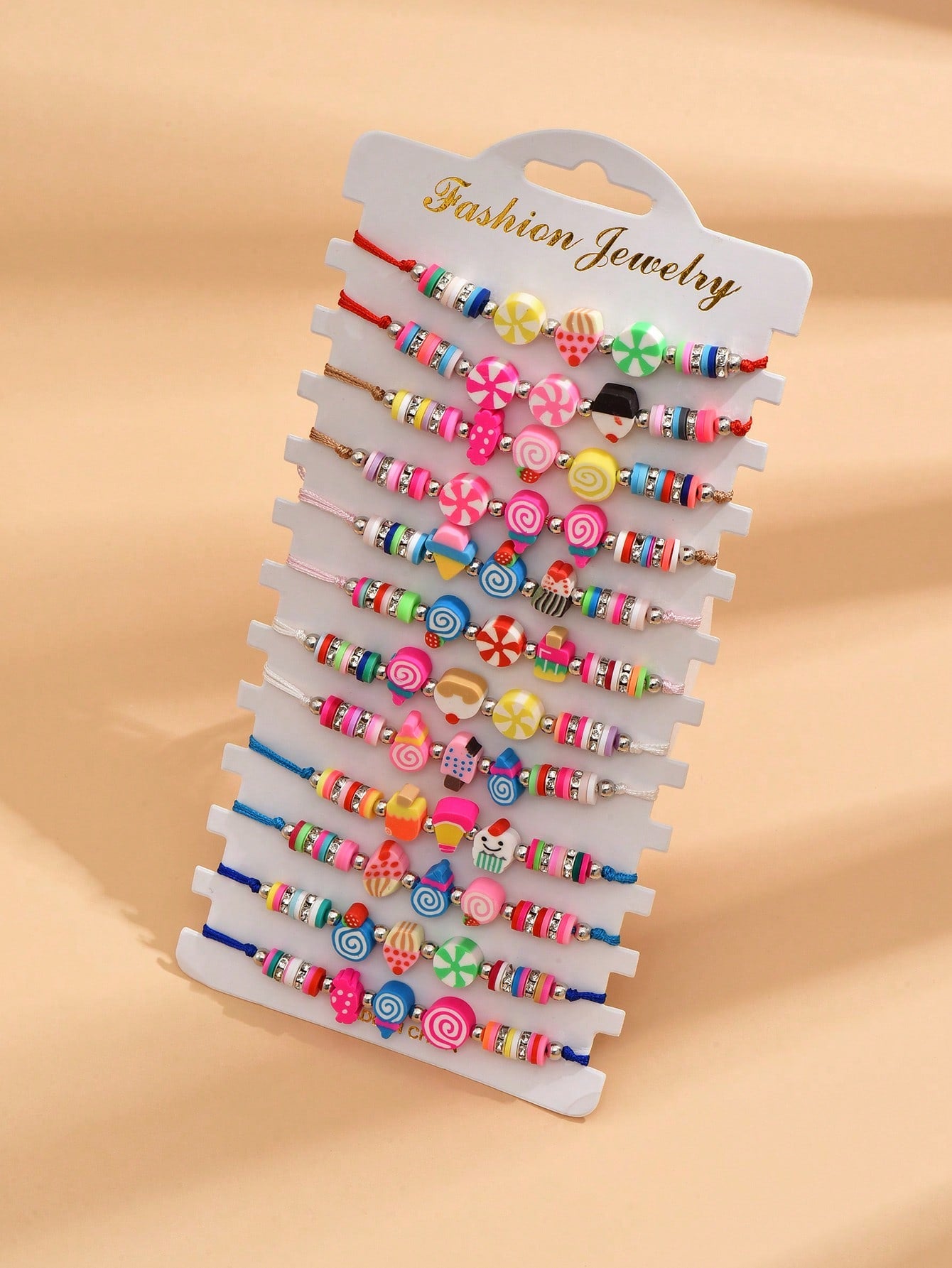 12pcs Random Color Lollipop & Ice Cream Decor String Bracelet For Daily Life