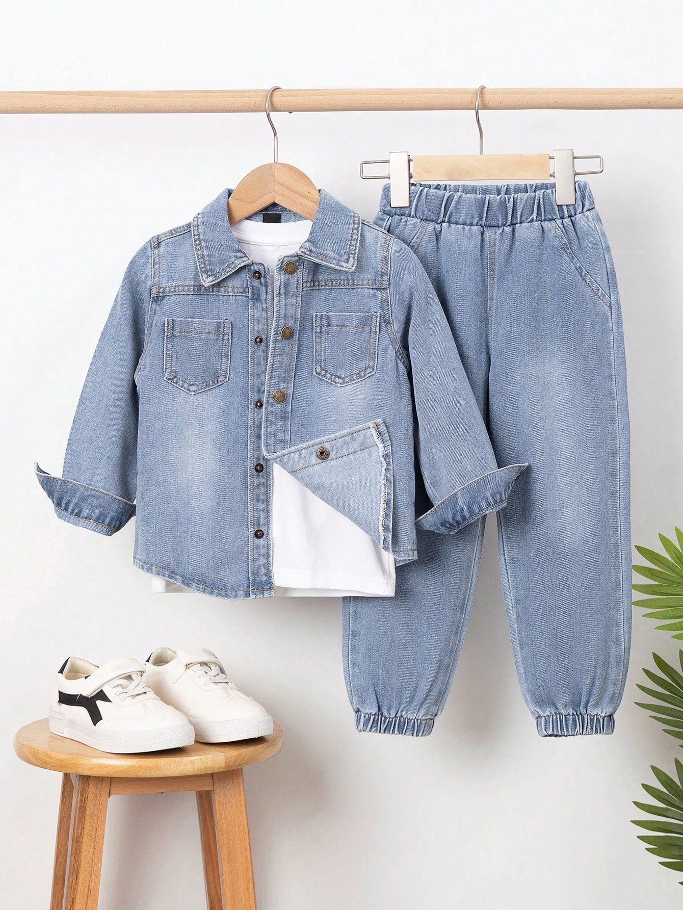 Kids Young Boy Dual Pocket Denim Shirt & Jeans Without Tee