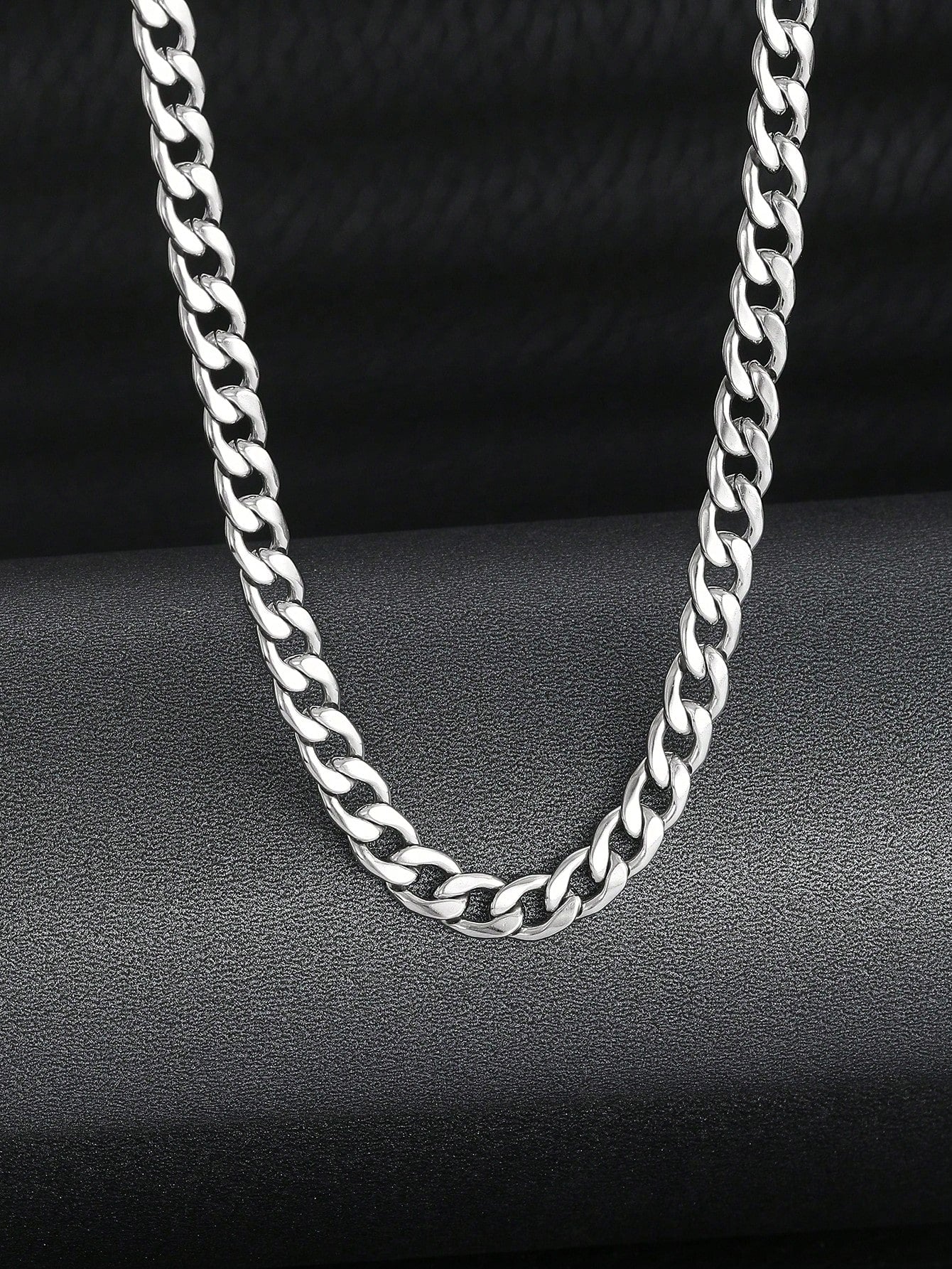 1 Pc 40CM Classic Punk Silver Stainless Steel Cuba Chain Necklace for Children Party Jewelry Gift