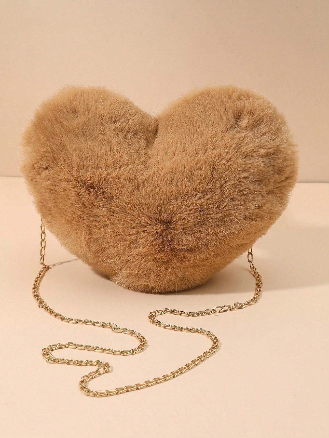 1pc Girls Fluffy Heart Design Crossbody Bag