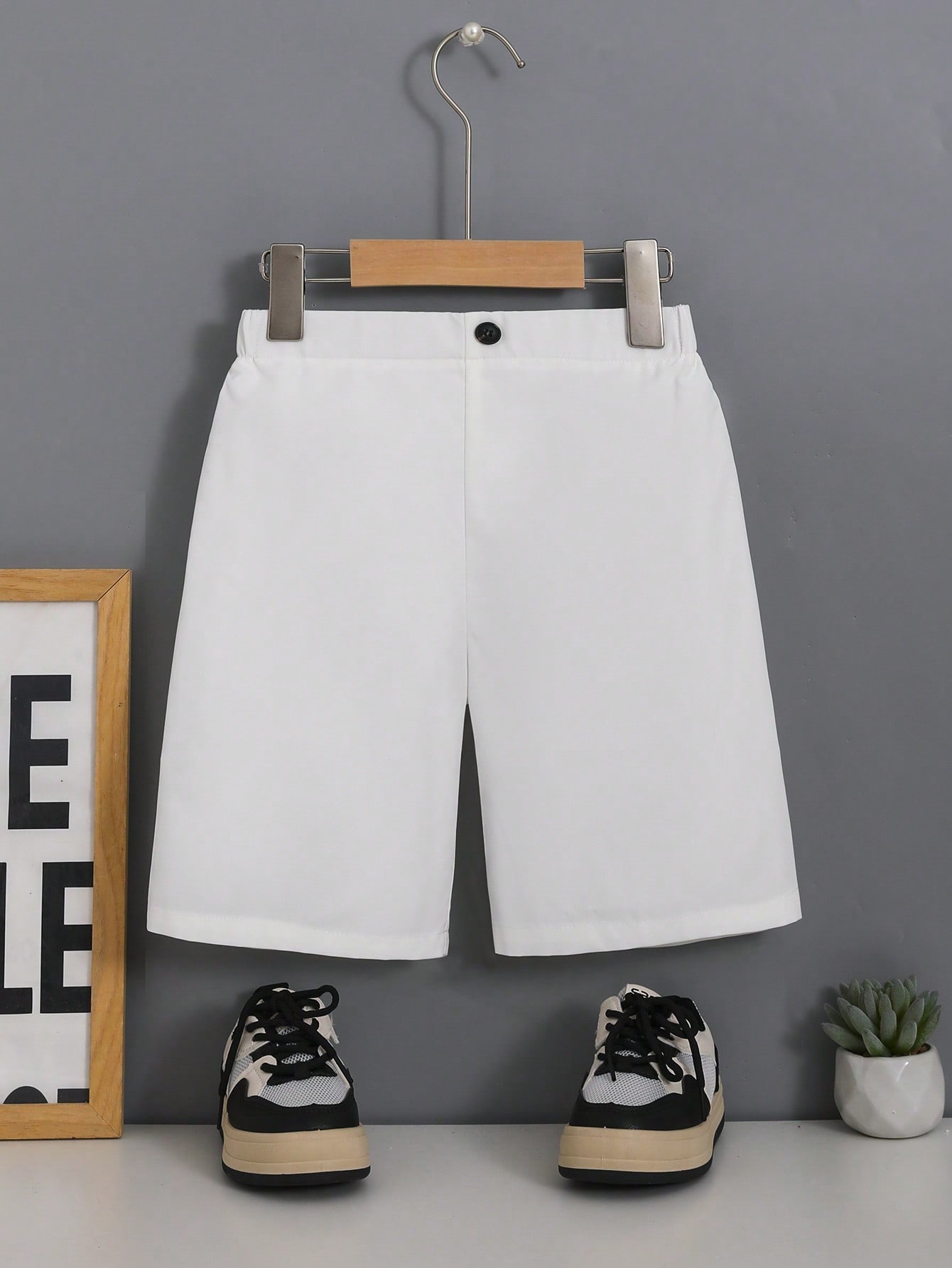 Tween Boy Summer New Casual Solid Color Button-Front Shorts