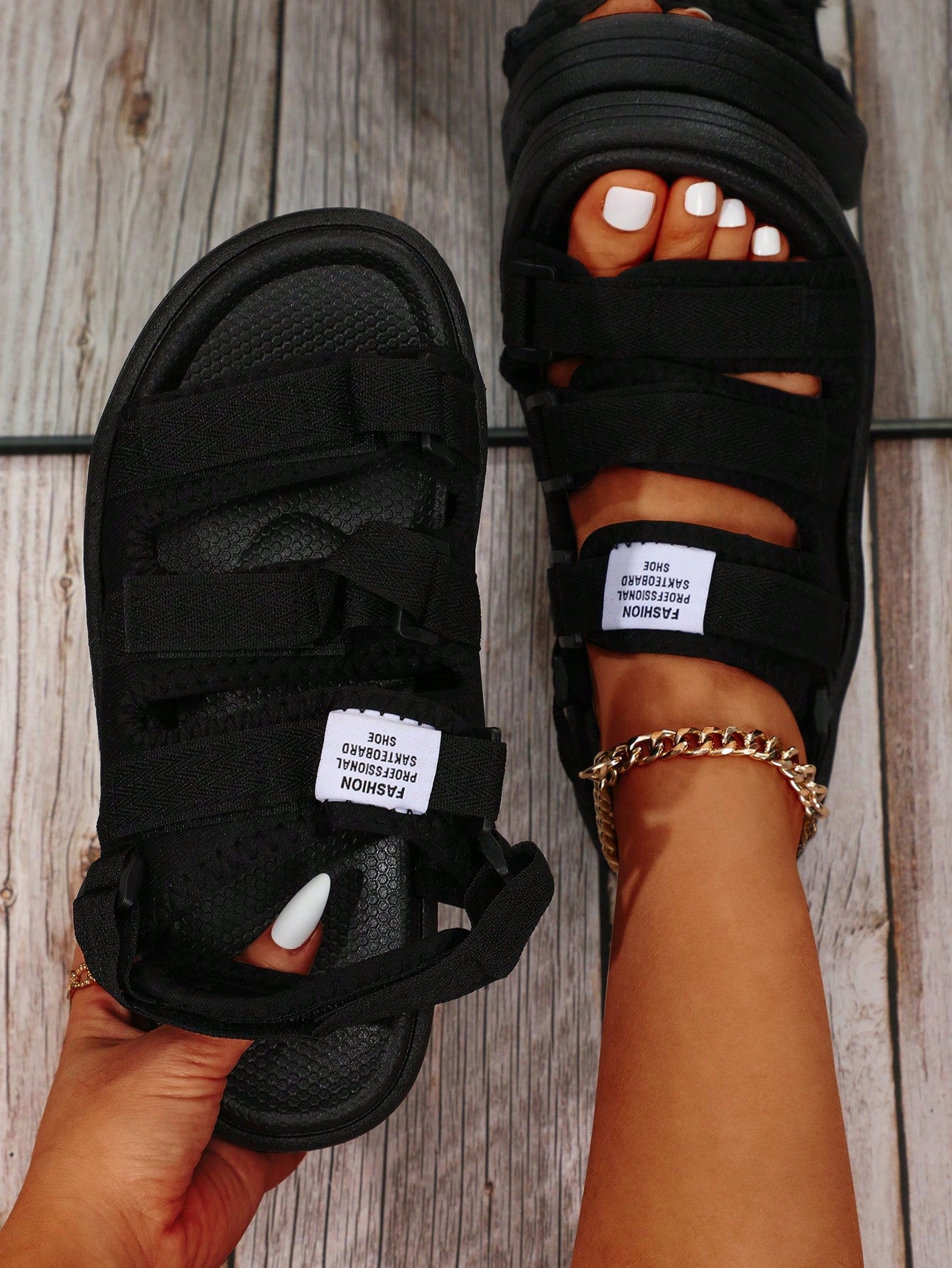 Letter Patch Decor Slingback Sport Sandals