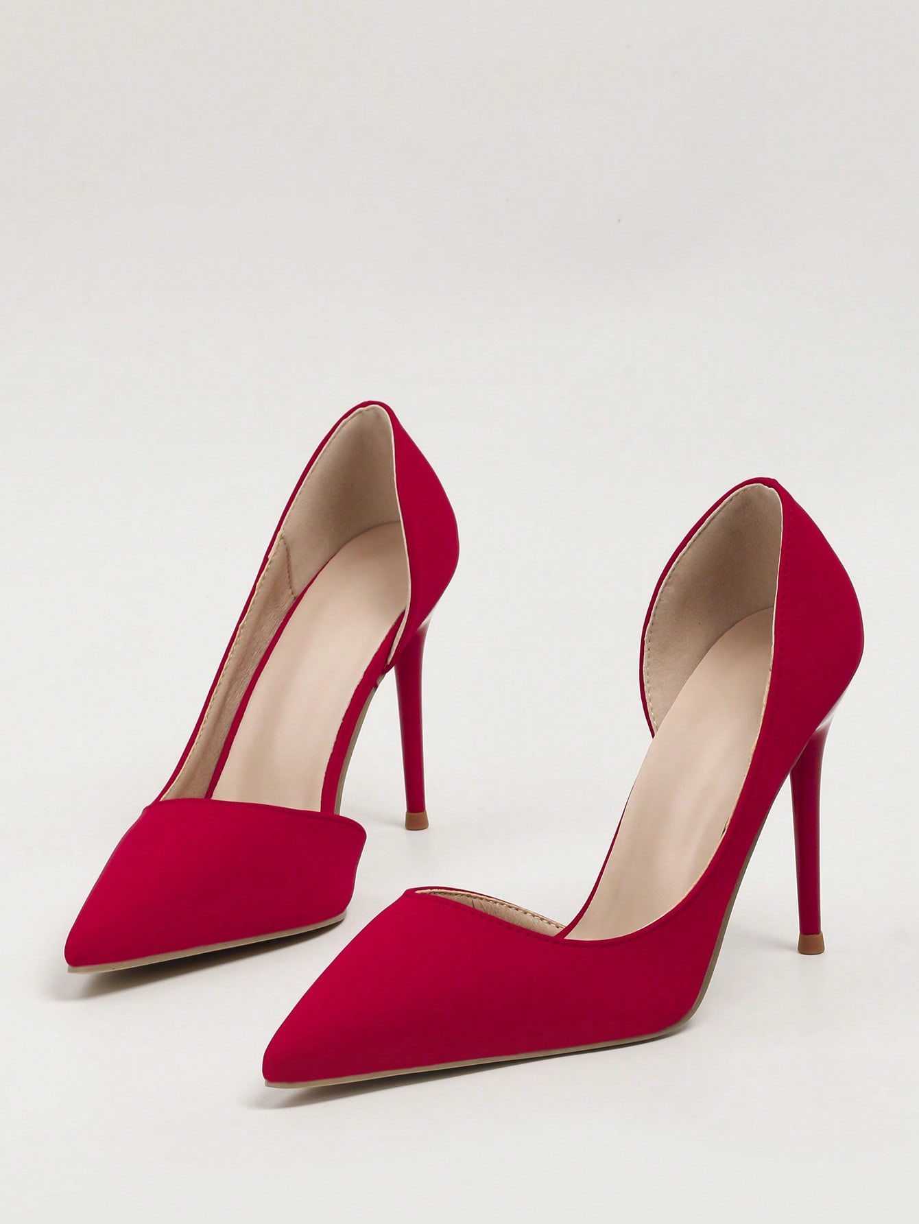 Minimalist Point Toe Stiletto Heeled Court Pumps, Apricot Color Elegant Solid Color High Heel Shoes