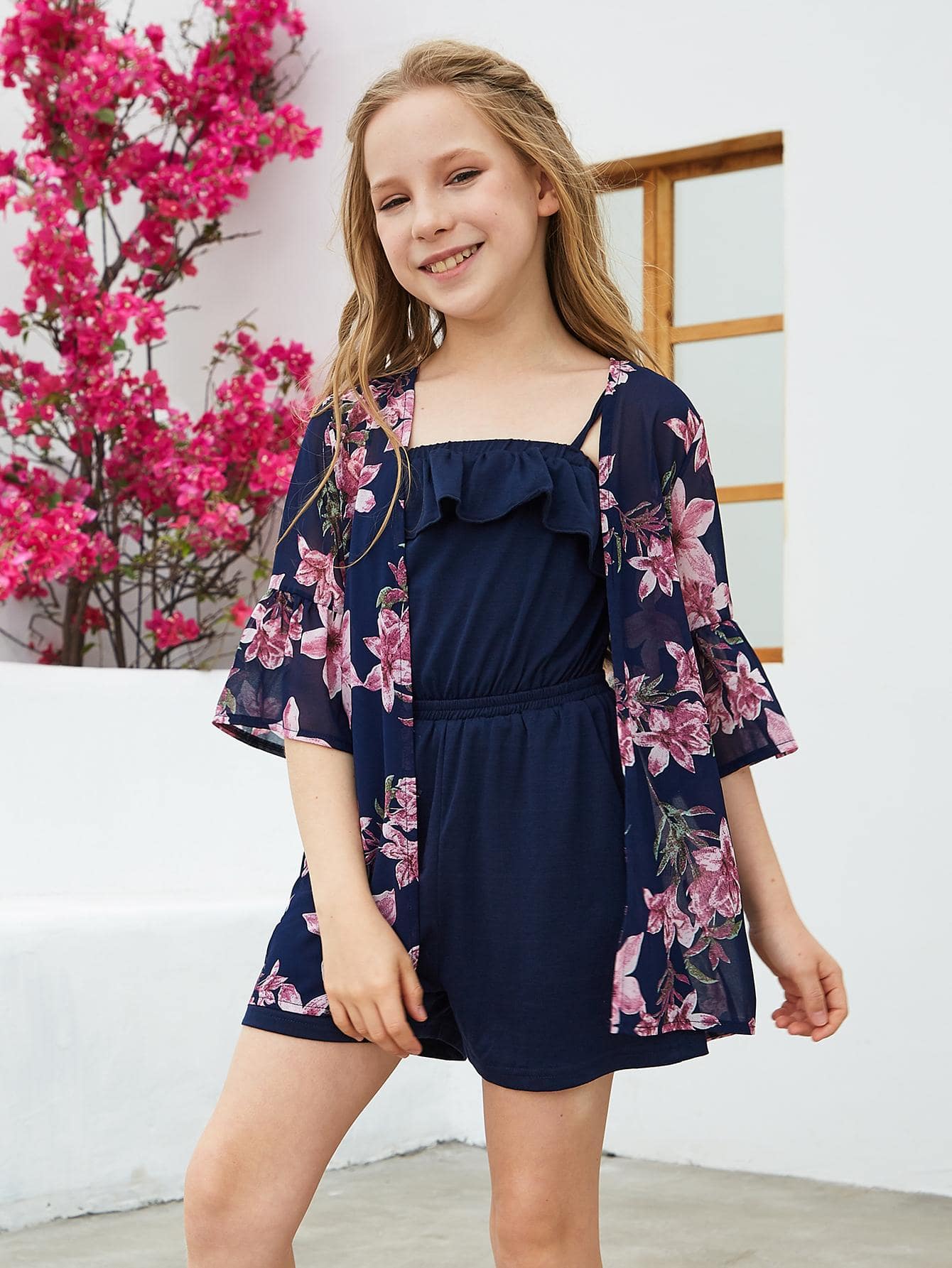 Tween Girl Casual Summer Outdoor Beach Travel Vacation Kimono For Beach Or Shopping