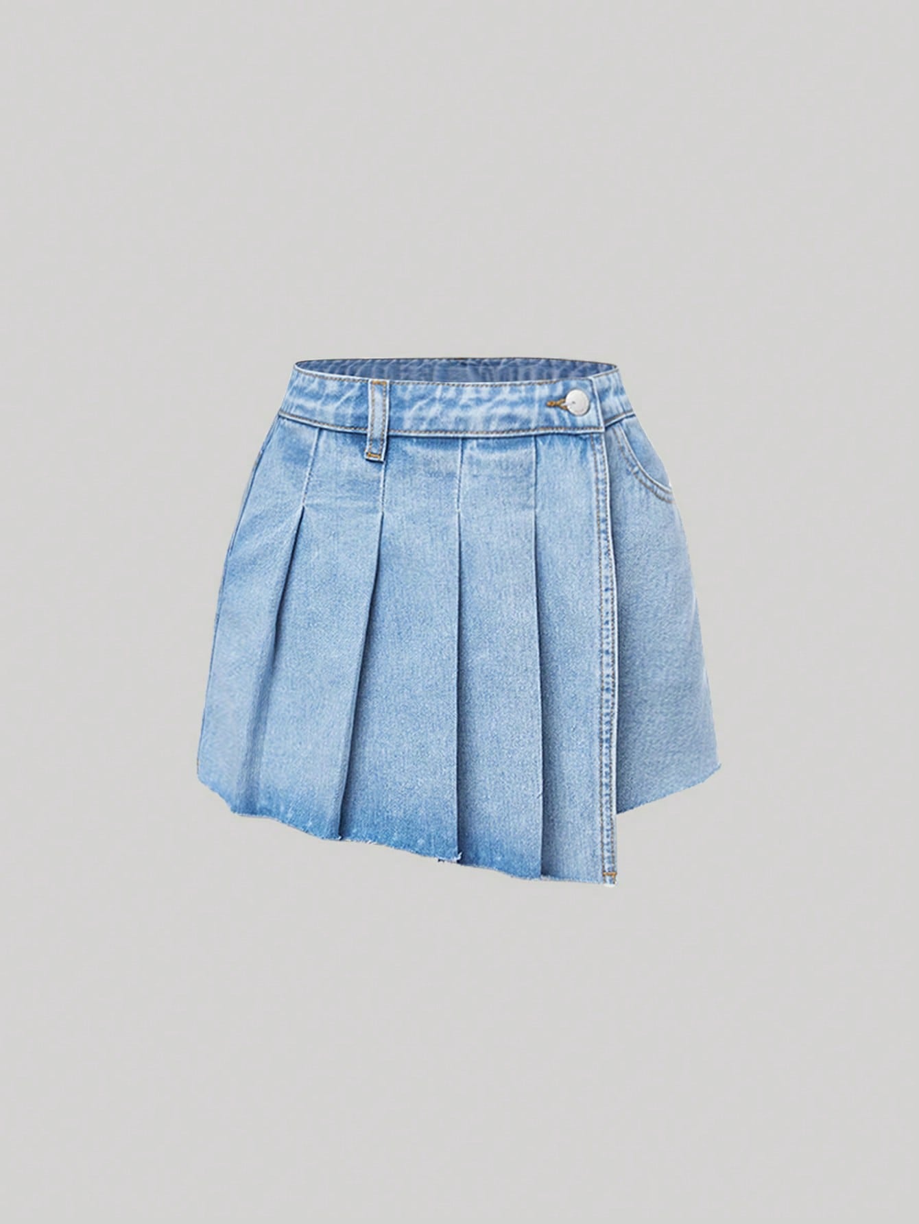 Teen Girls Pleated Panel Denim Skort