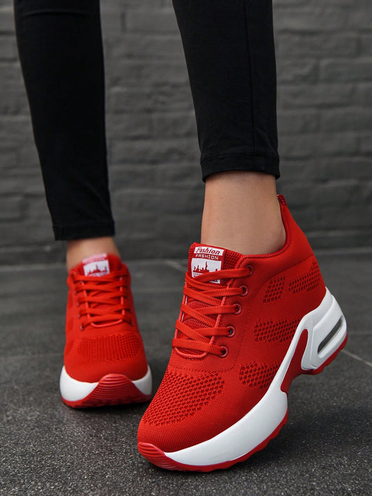 Women Air Cushion Design Breathable Wedge Heel Sneakers