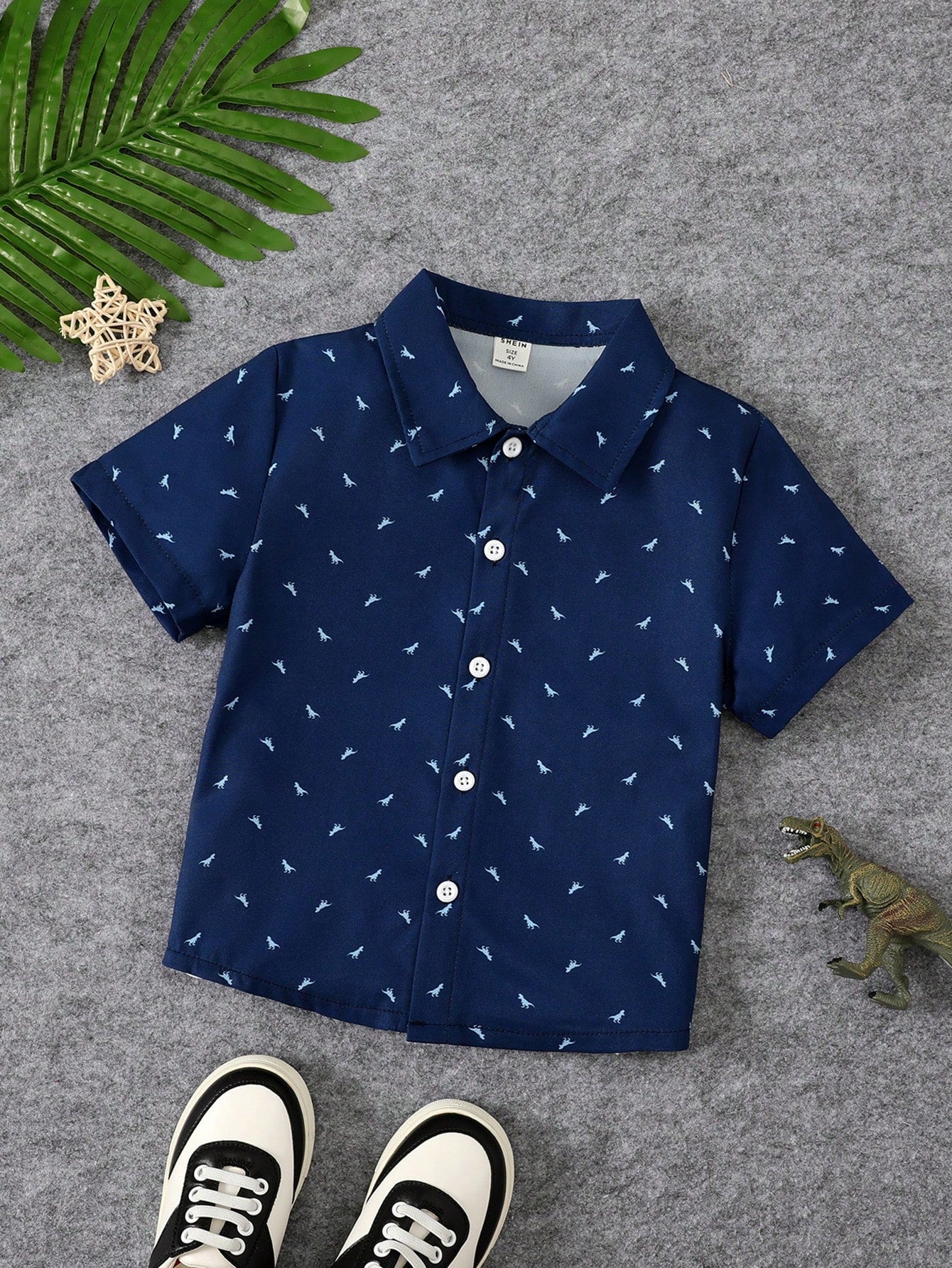 1pc Young Boy's Casual Gentleman Printed Short Sleeve Shirt Jacket For Everyday Wear, Suitable For Summer And School Scenes