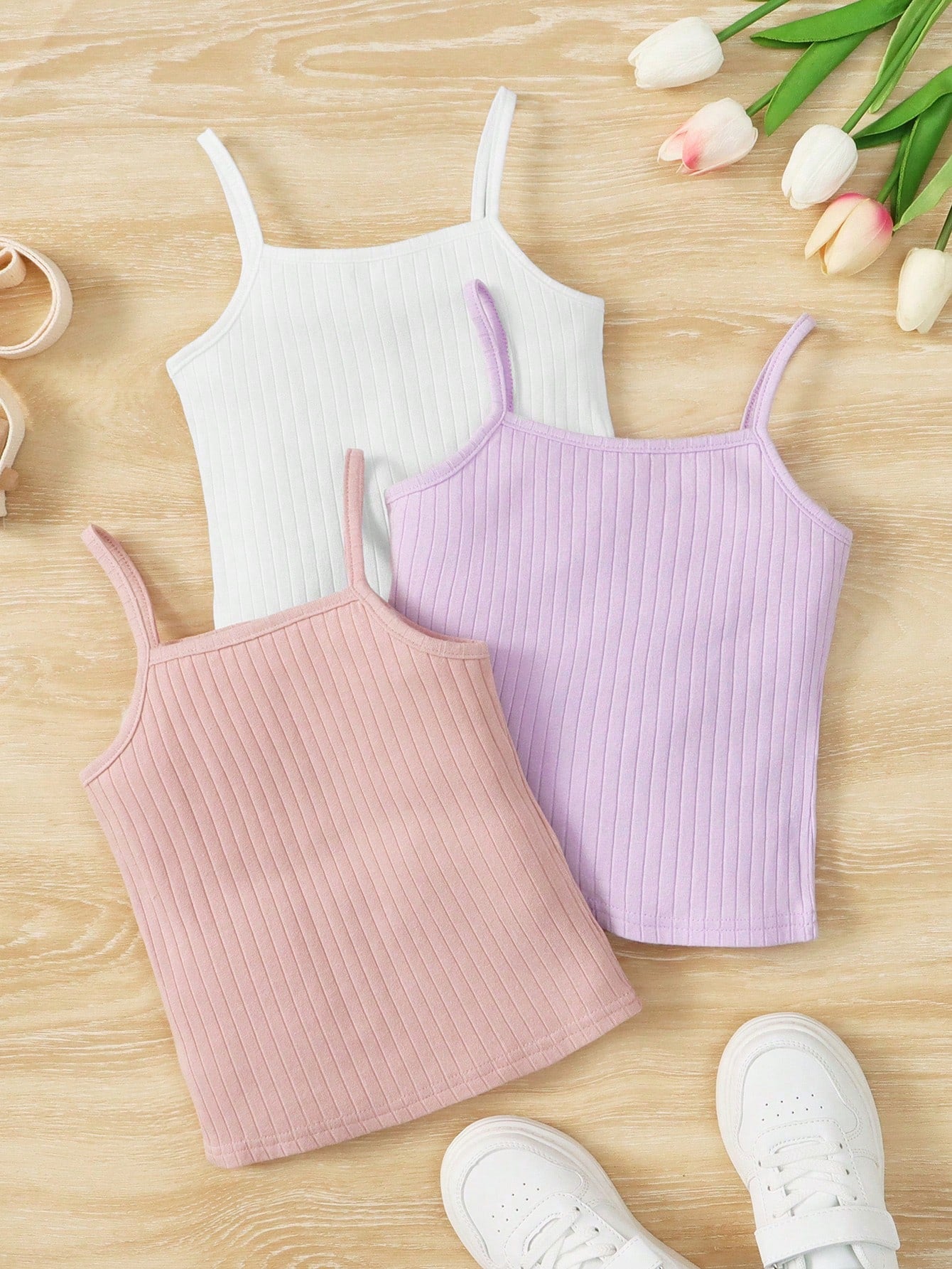 Young Girls' Casual Comfortable Cute Solid Color Tank Top