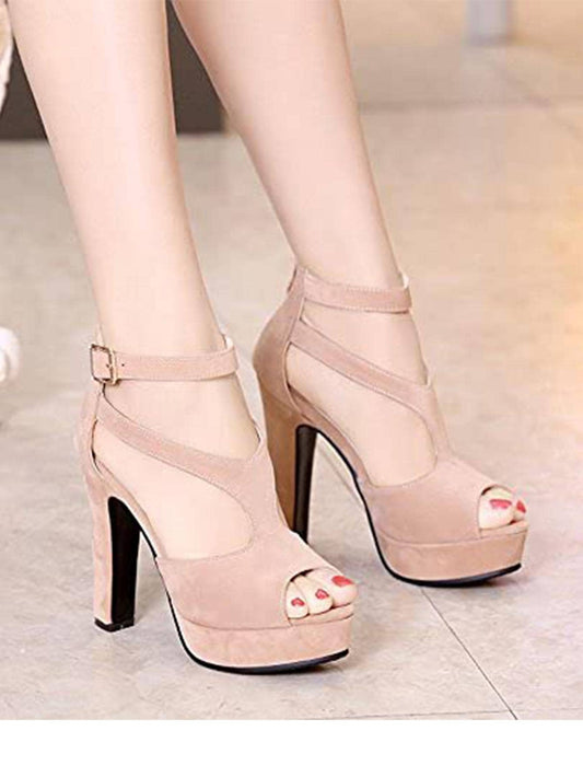 Women's Platform Chunky High Heels Sandals Open Toe Ankle Strap Sexy Dress Sandals Pumps Summer Shoes