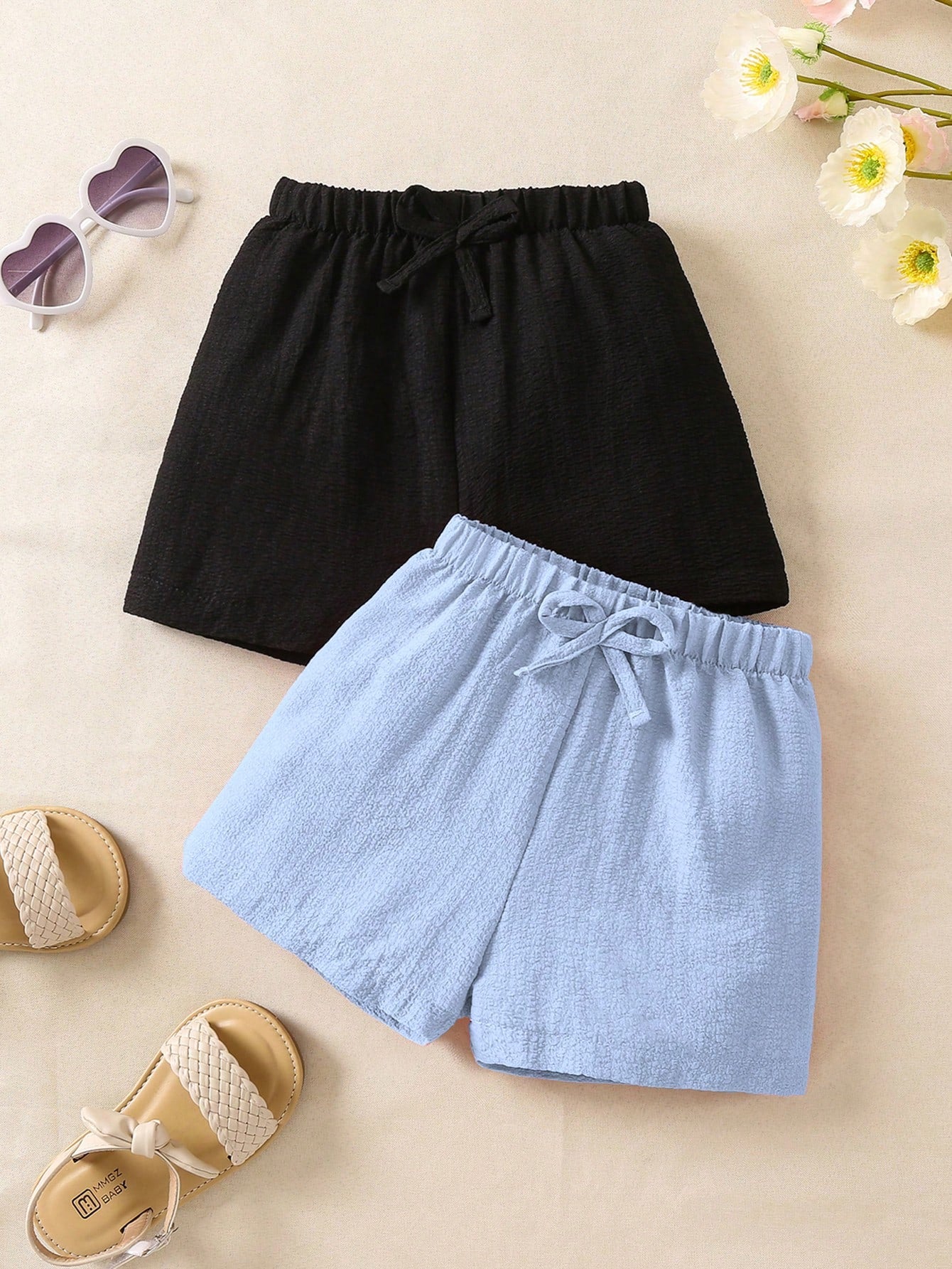 Young Girl 2pcs Bow Front Shorts