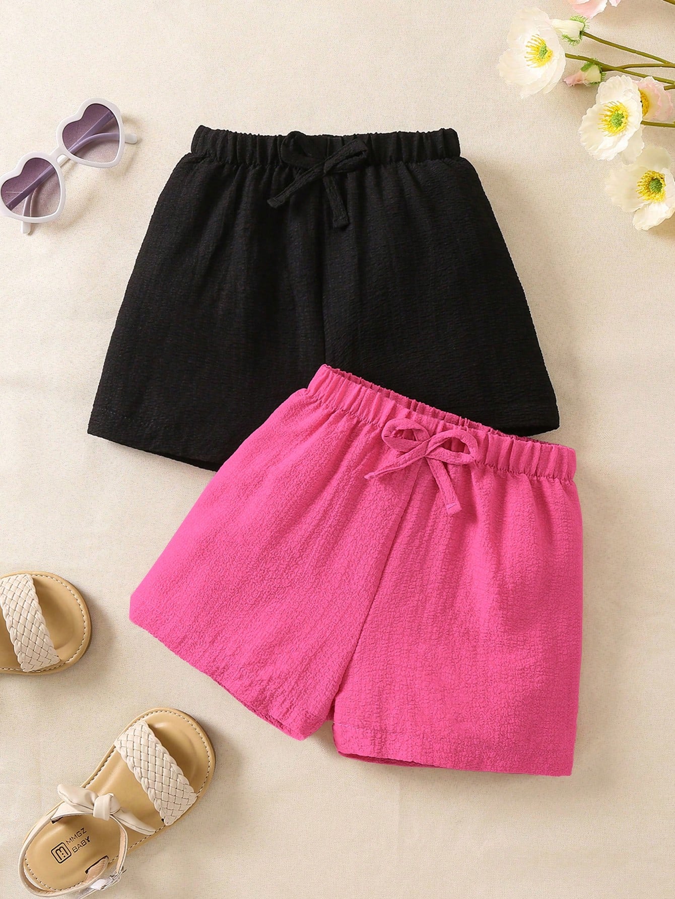 Young Girl 2pcs Bow Front Shorts