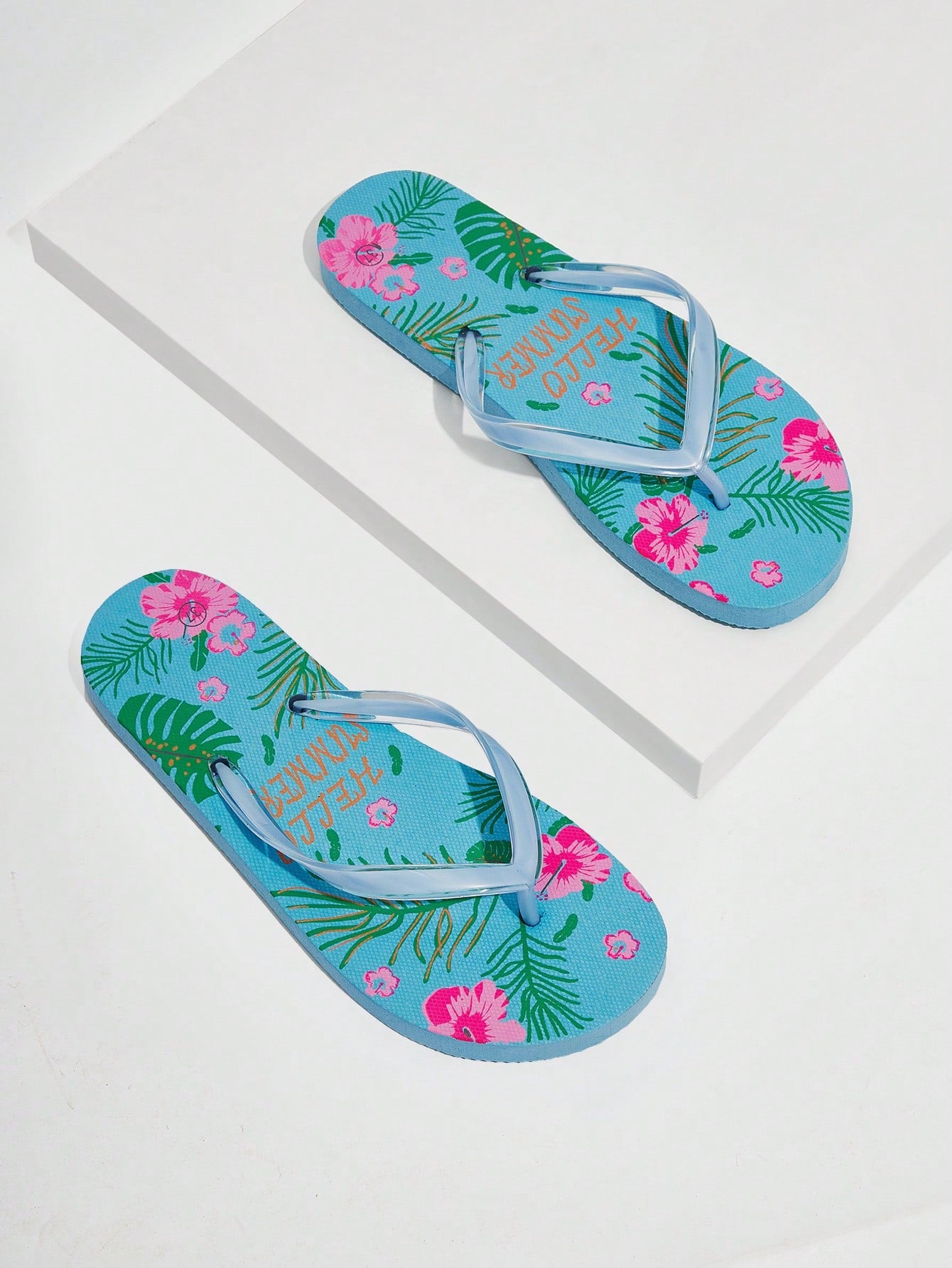 Flower Print Flat Bottomed Household Beach Flip-Flops With Flower Patterned Sole For Summer Vacation Shoes Summer Sale Halloween