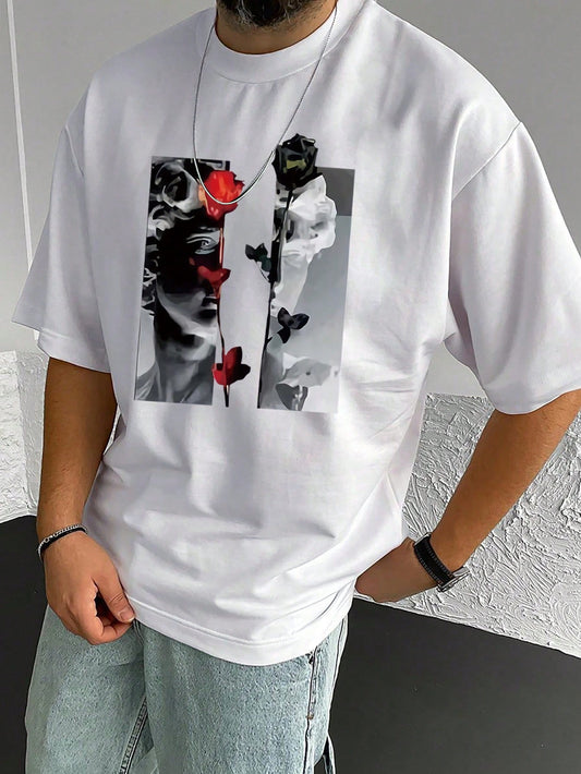 Men Plus Sculpture & Floral Print Tee