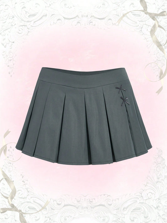 J-Fashion Solid Pleated Skirt