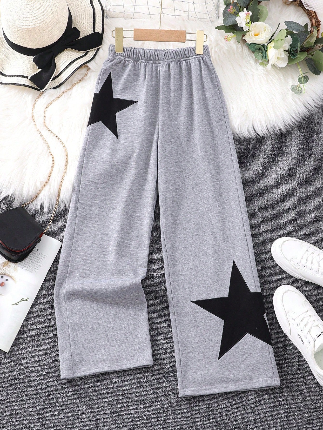 Tween Girl Star Print Elastic Waist Sweatpants