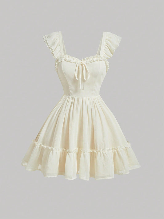 Solid Ruffle Hem Dress