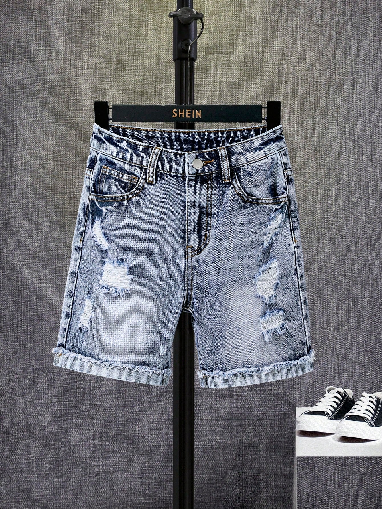 Tween Boy Ripped Frayed Denim Shorts