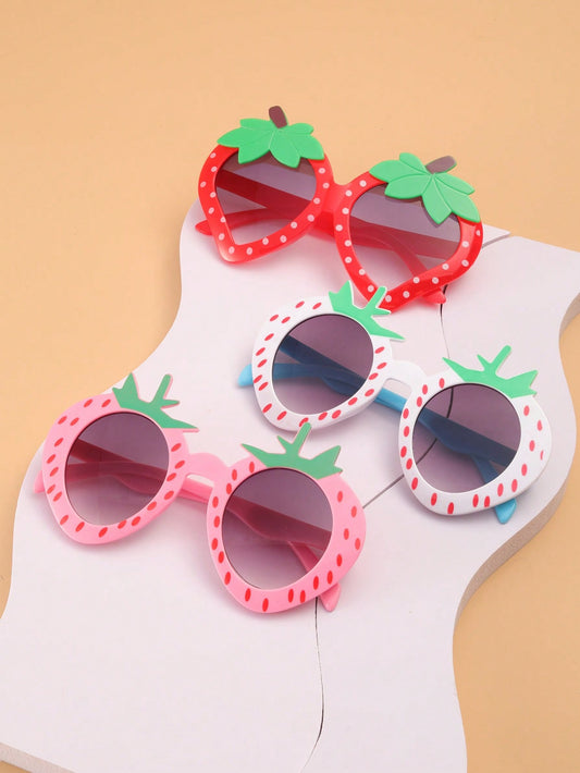 3pairs Kids Strawberry Frame Fashion Glasses For Outdoor