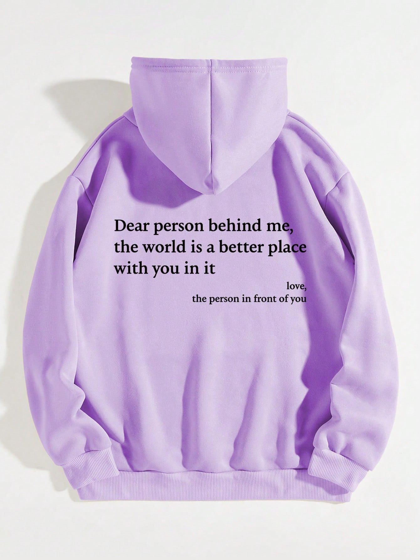 Slogan Graphic Kangaroo Pocket Drawstring Thermal Lined Hoodie