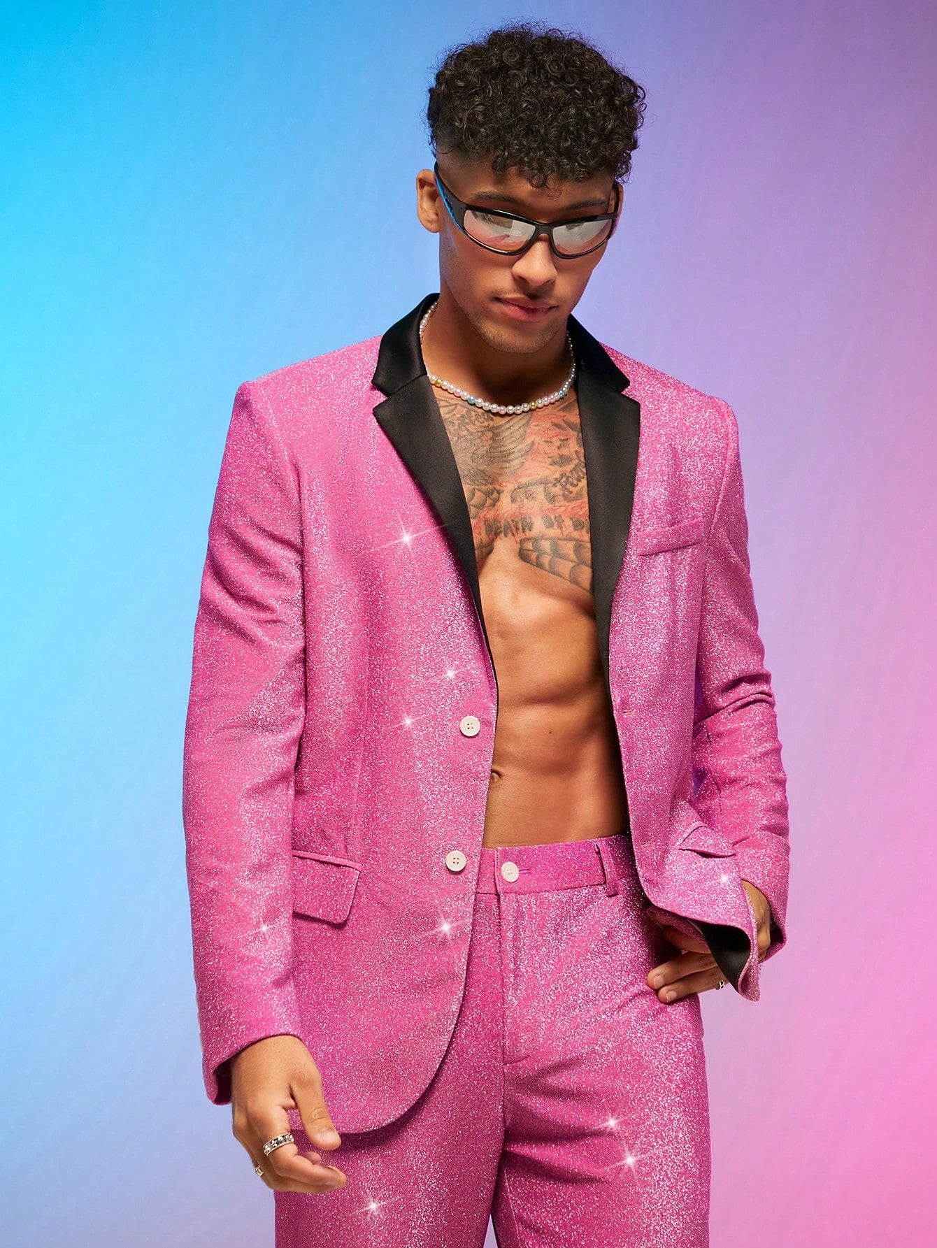 FeverCity Men Glitter Single Breasted Blazer