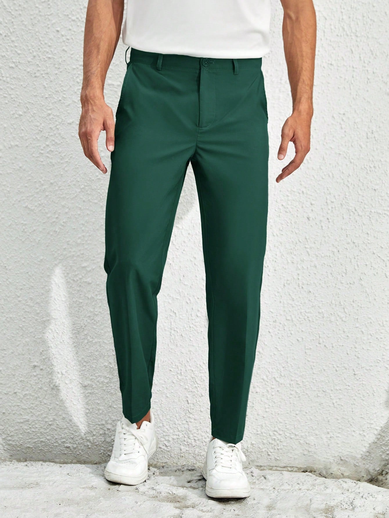 Men's Casual Solid Color Tapered Suit Pants