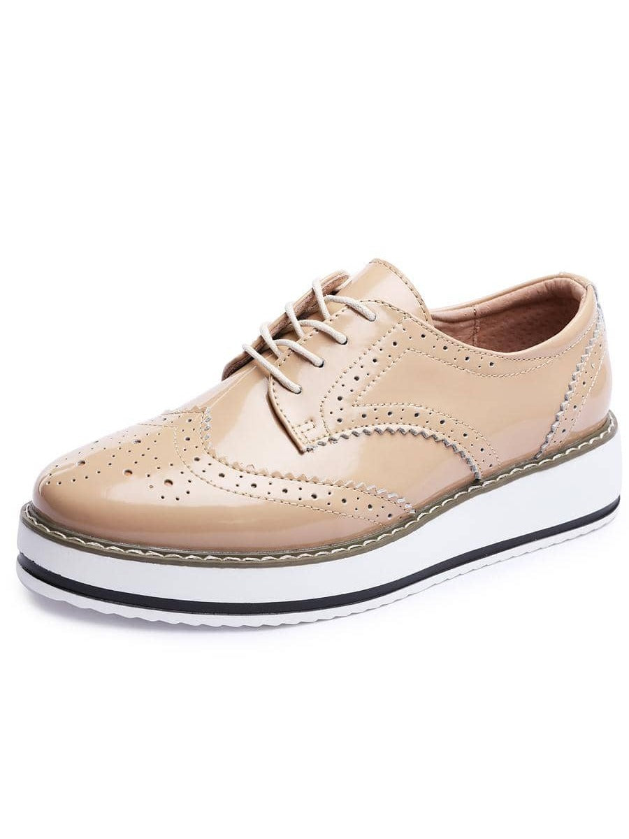 Catata Womens Wingtip Wedges Oxfords Lace-up Platform Brogues Wedding Dress Shoes