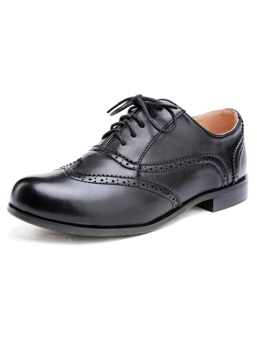 Womens Classic Wingtip Brogue Lace Up Low Heel Dress Oxfords