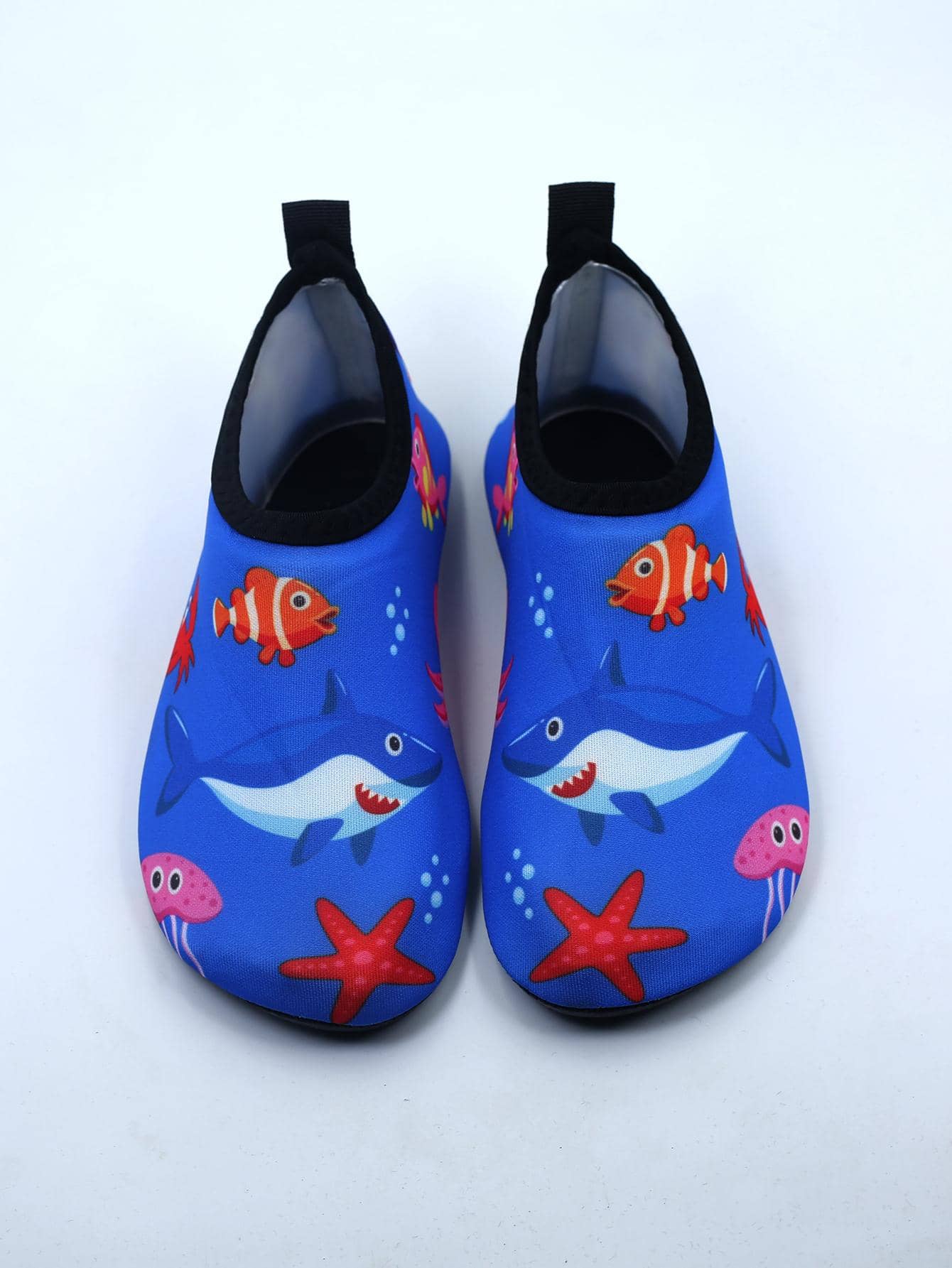 Boys Cartoon Shark Pattern Water Shoes, Girls Sporty Aqua Socks Tie Dye Pattern Contrast Binding Breathable Quick Drying Beach Swimming Snorkeling Water Socks