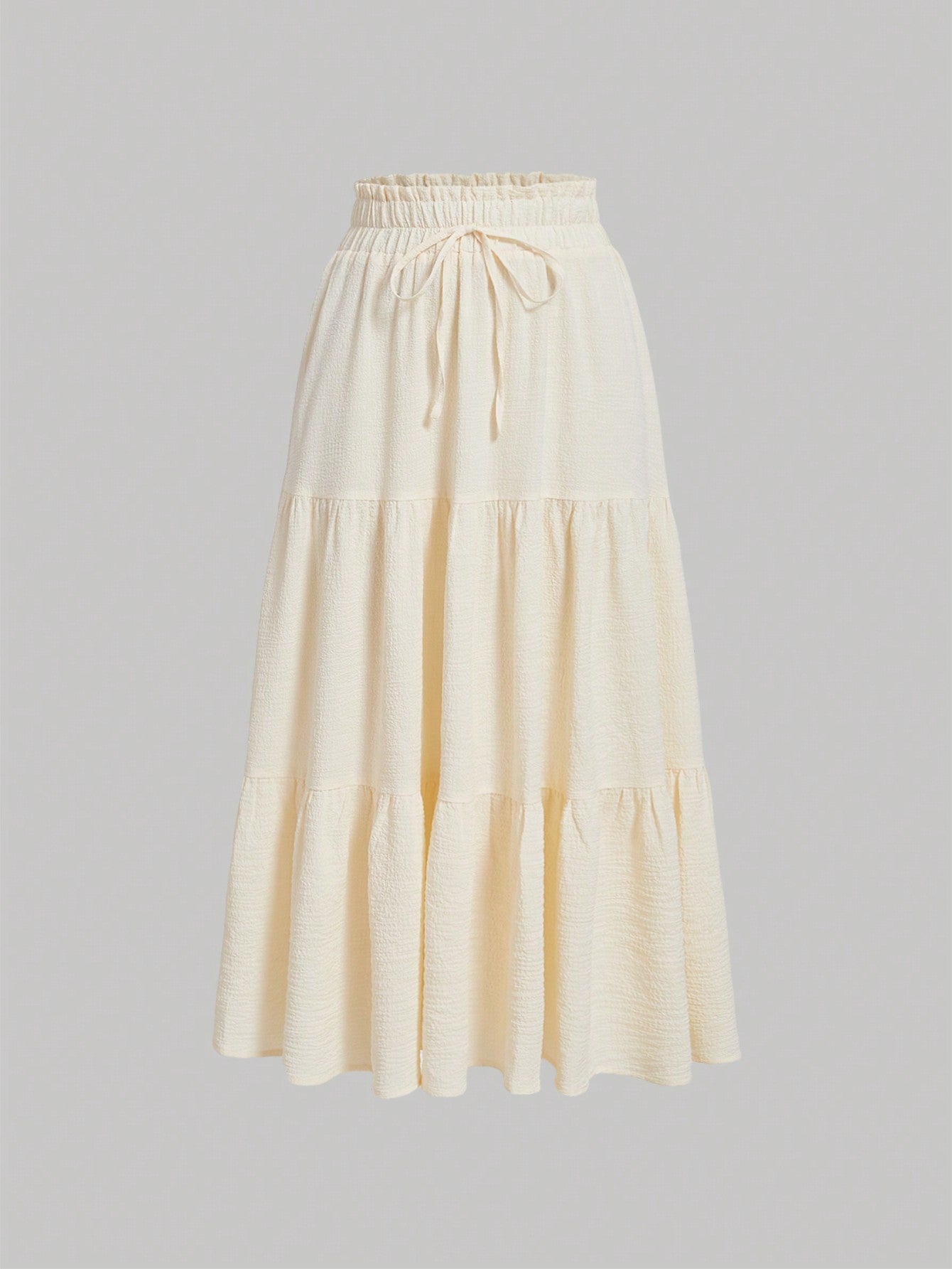 Solid Drawstring Waist Ruffle Hem Skirt