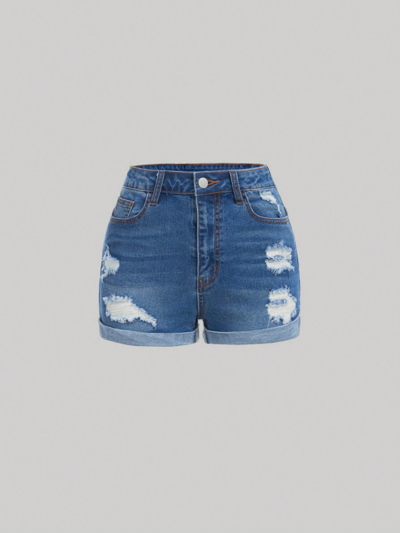 Teen Girls Casual Ripped Hem Denim Shorts, Summer