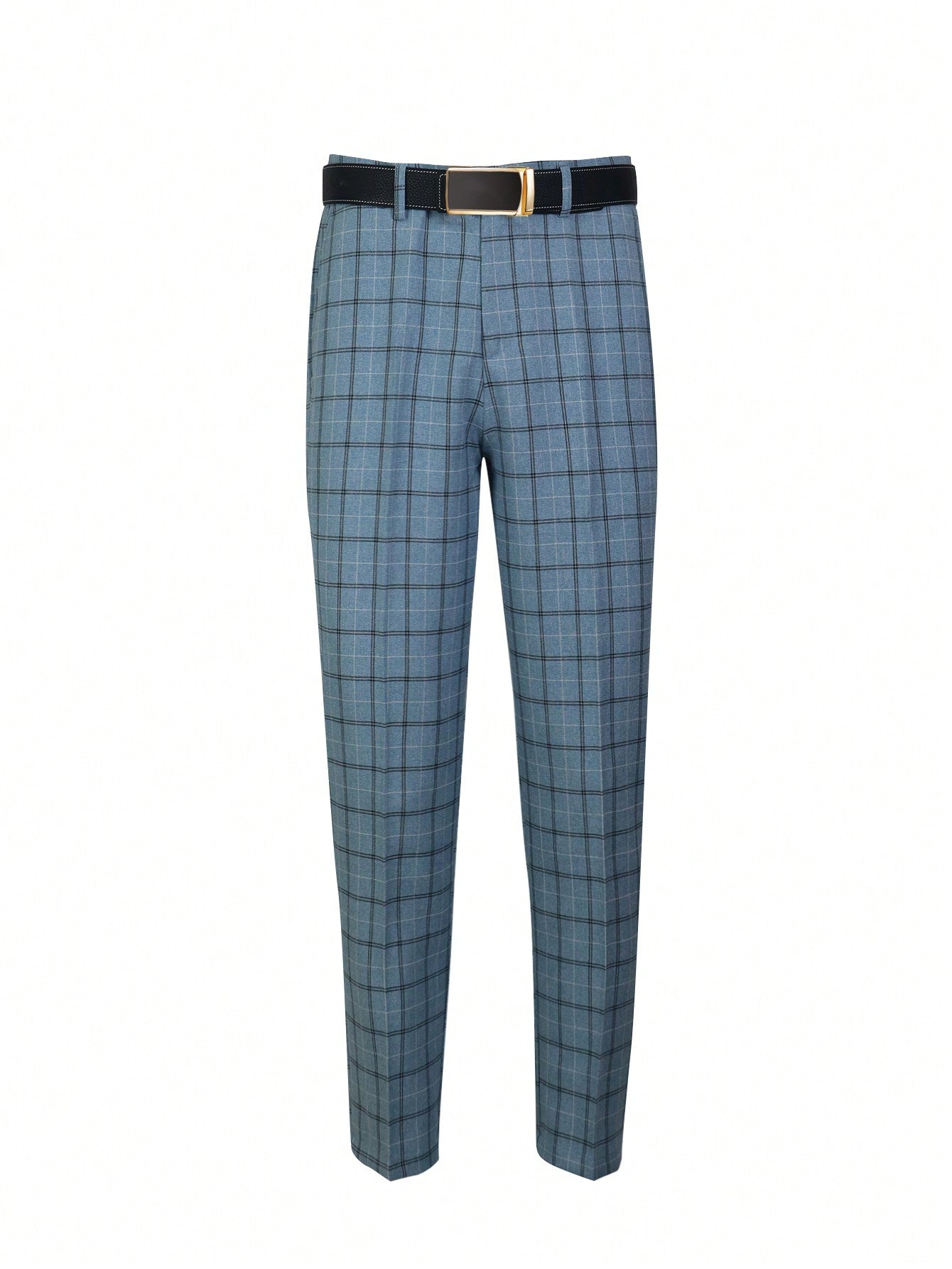 Men Plaid Slant Pocket Suit Pants Without Belt Dress Pants