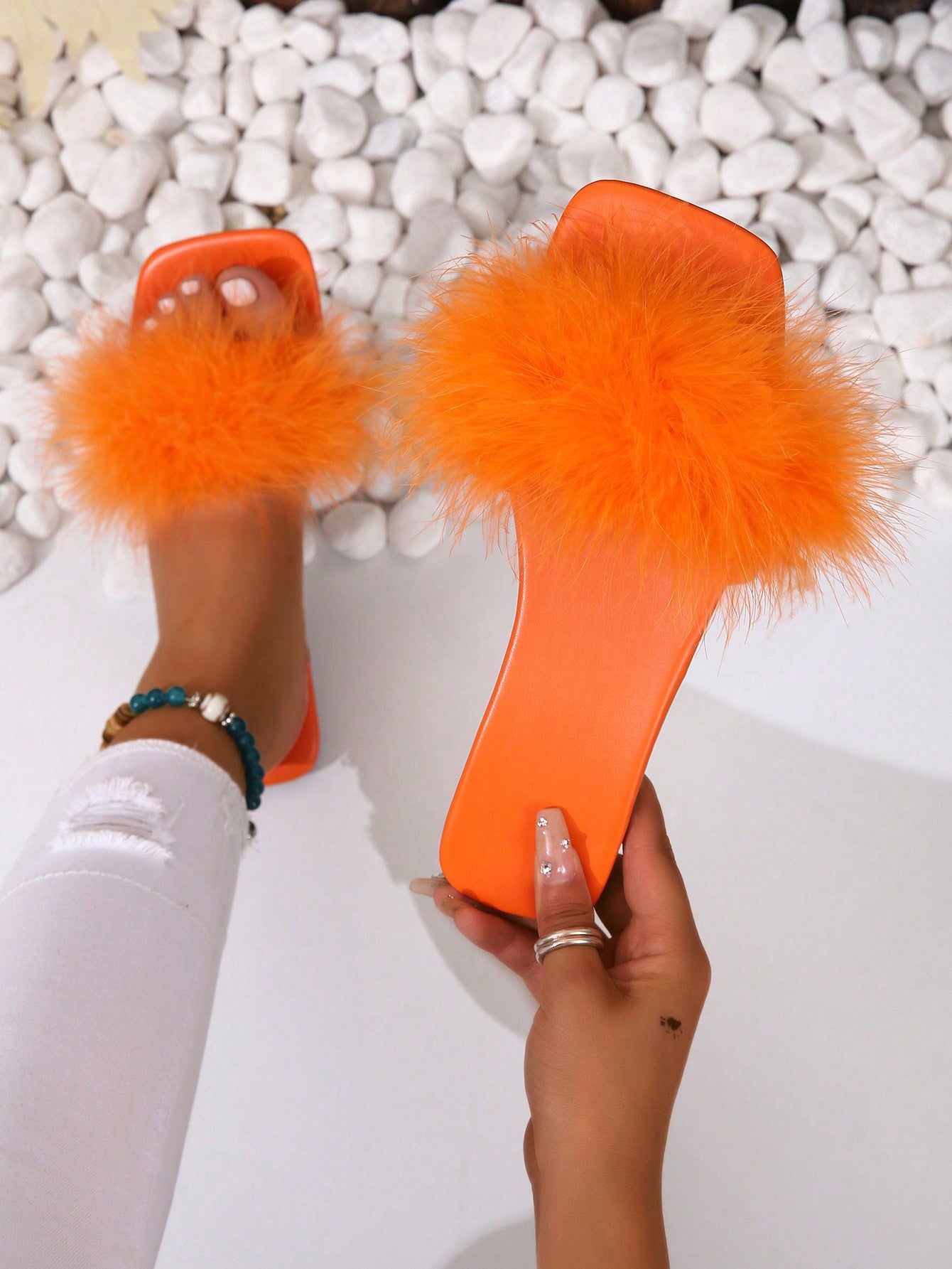 Women's Fashionable Flat Orange Sandals