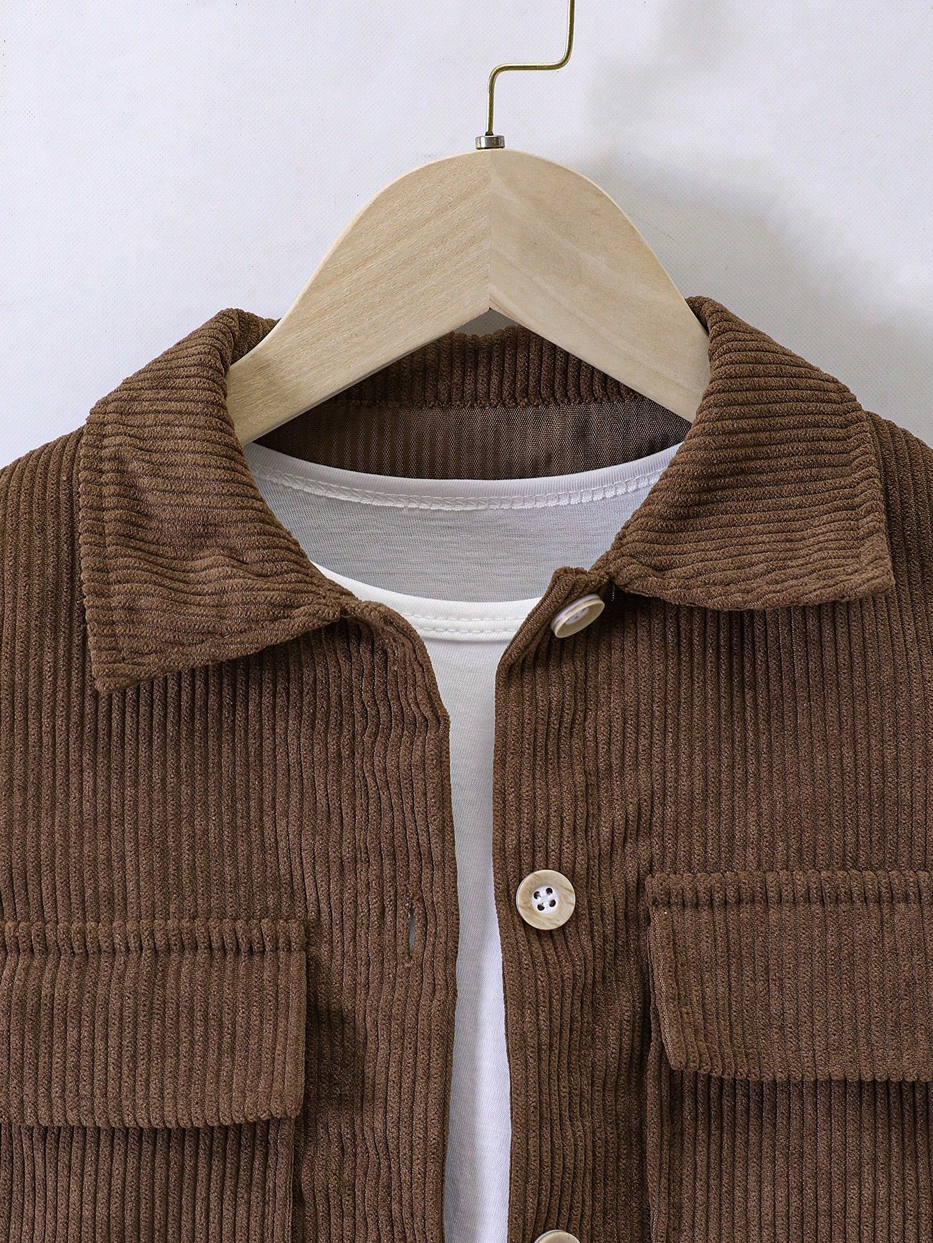 Young Boys' Casual Flip Pocket Corduroy Jacket Shirt Without T-shirt, Autumn/winter