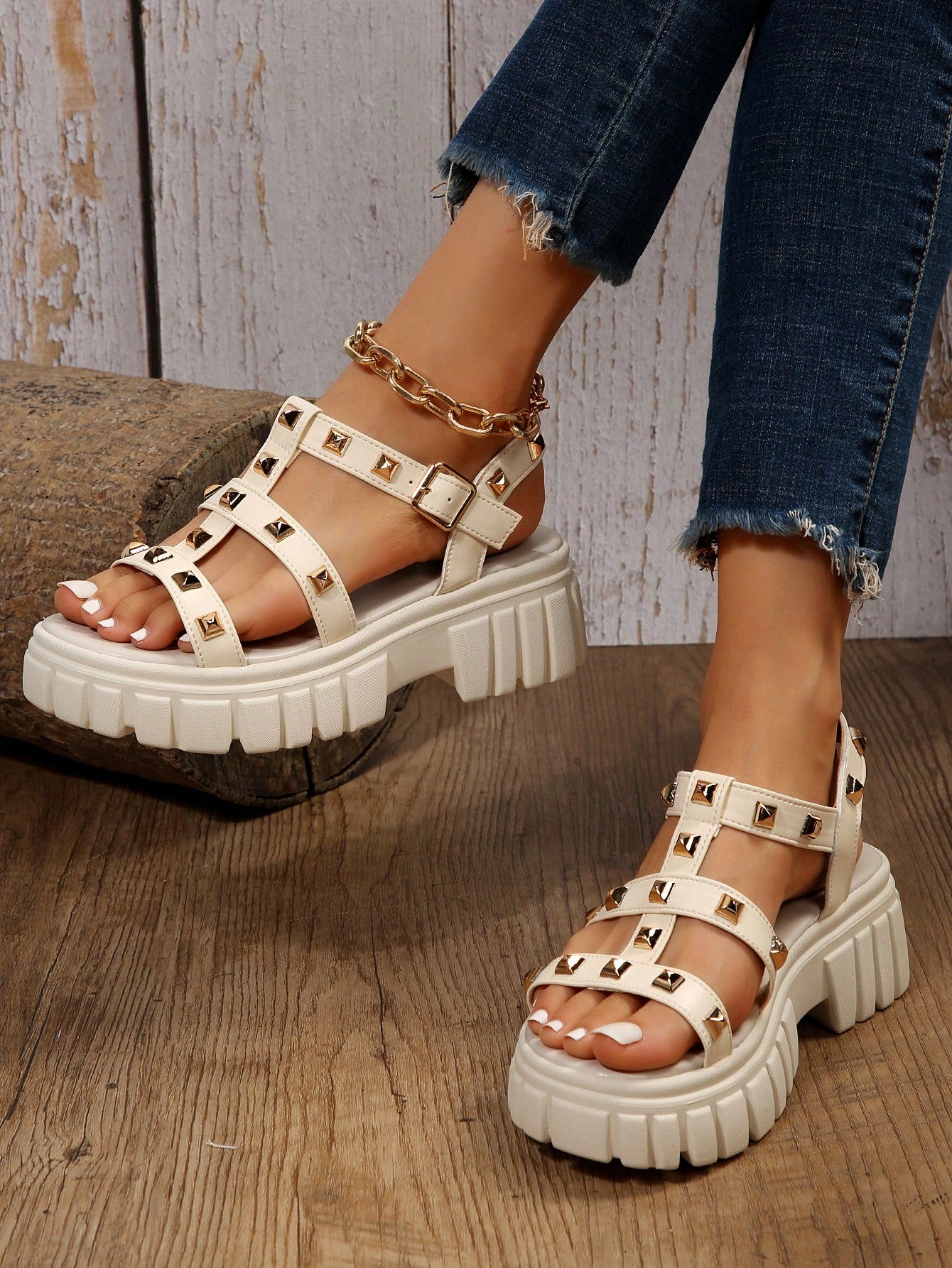 Women's Casual Fashionable Anti-slip Chunky Heeled Platform Sandals