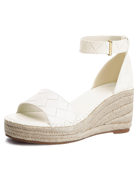 Women Espadrille Wedge Open Toe Buckle Ankle Strap Platform Sandals