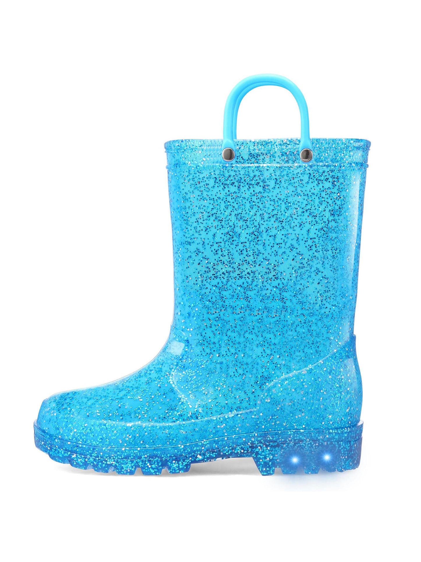 Kids Rain Boots Children Waterproof Light Up Boots With Easy-On Handles