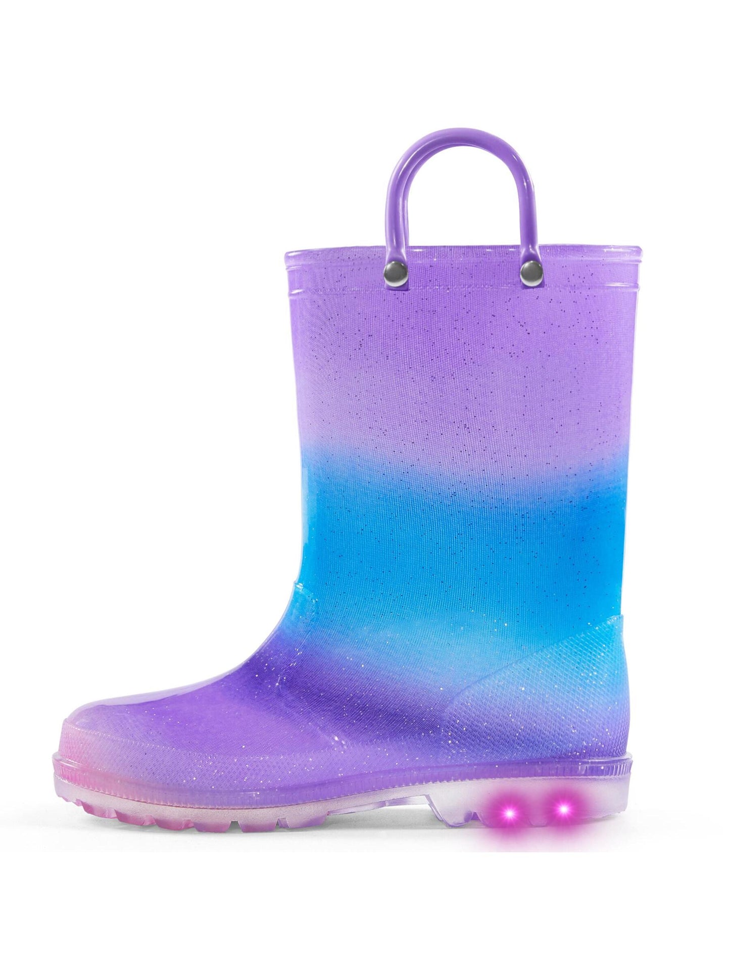 Kids Rain Boots Children Waterproof Light Up Boots With Easy-On Handles