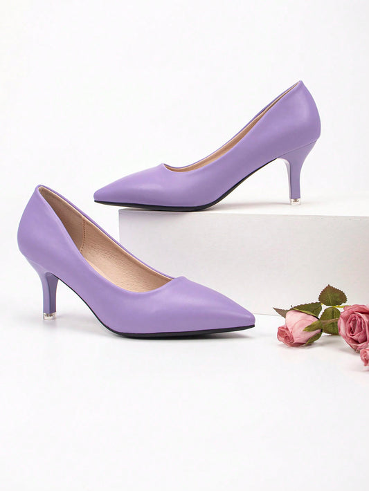 Women Purple Pumps, Fashion Point Toe Stiletto Heeled Pumps For Outdoor