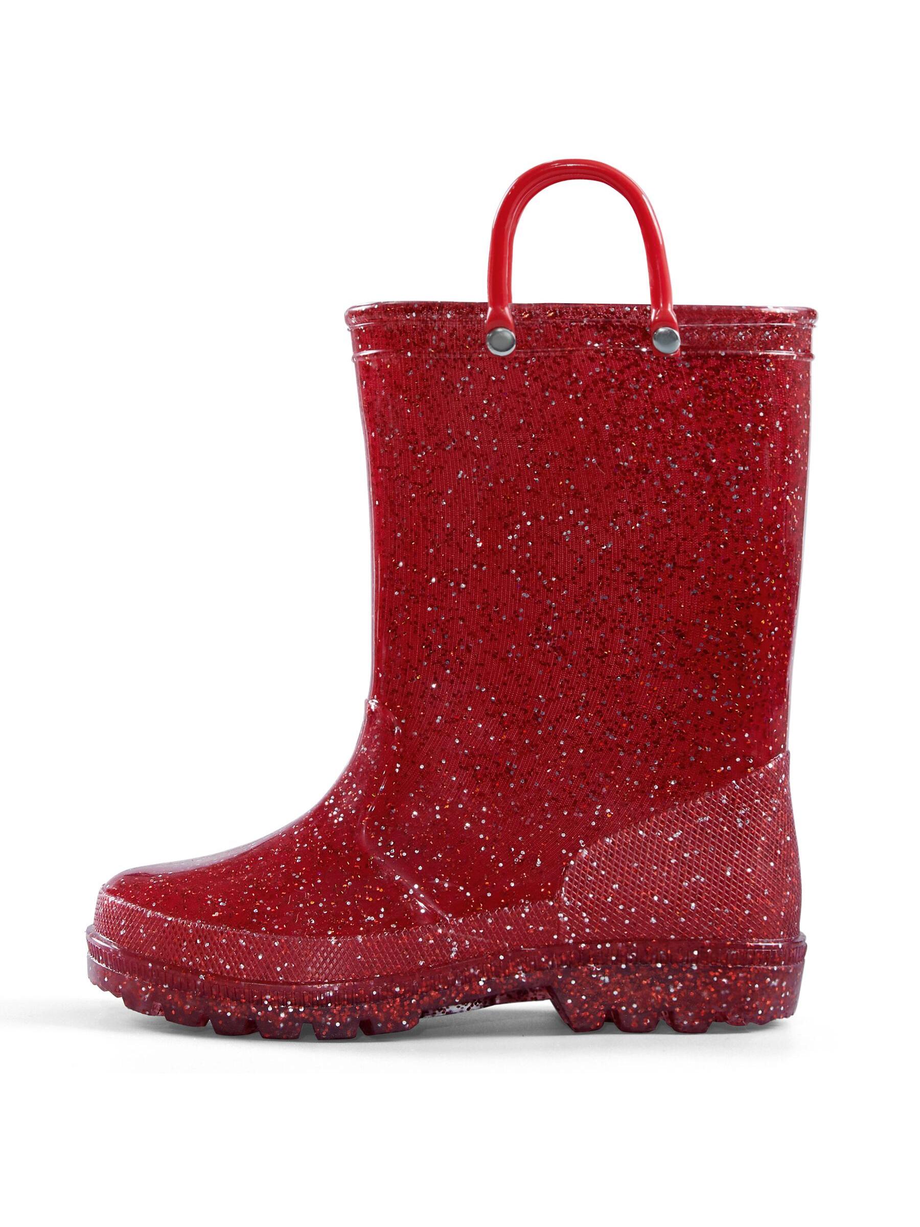 Toddler Girls Rain Boots Kids Glitter Waterproof Boots Outdoor